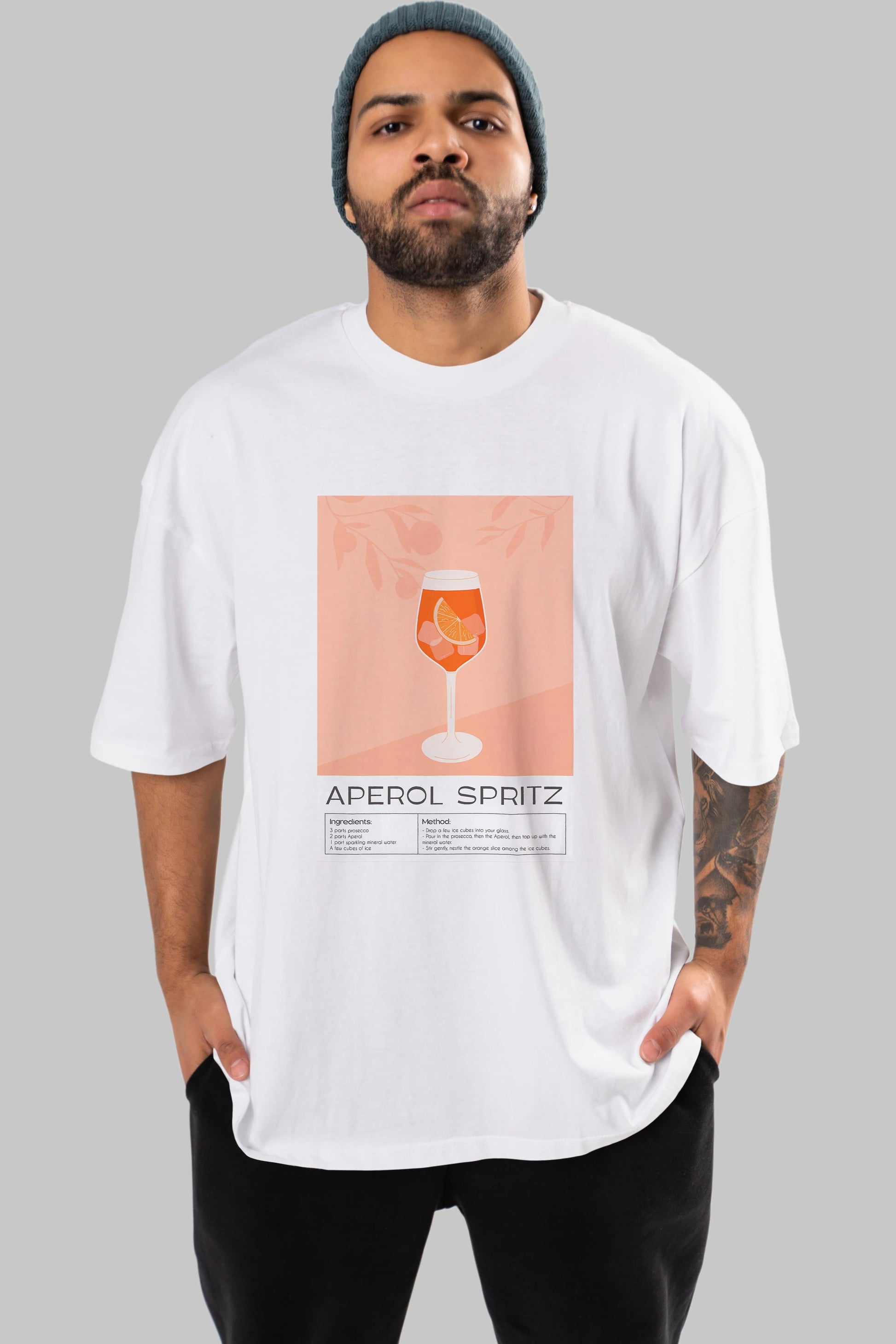 Aperol Spritz 7 Ön Baskılı Oversize t-shirt Erkek Kadın Unisex %100 Pamuk Bisiklet Yaka tişort