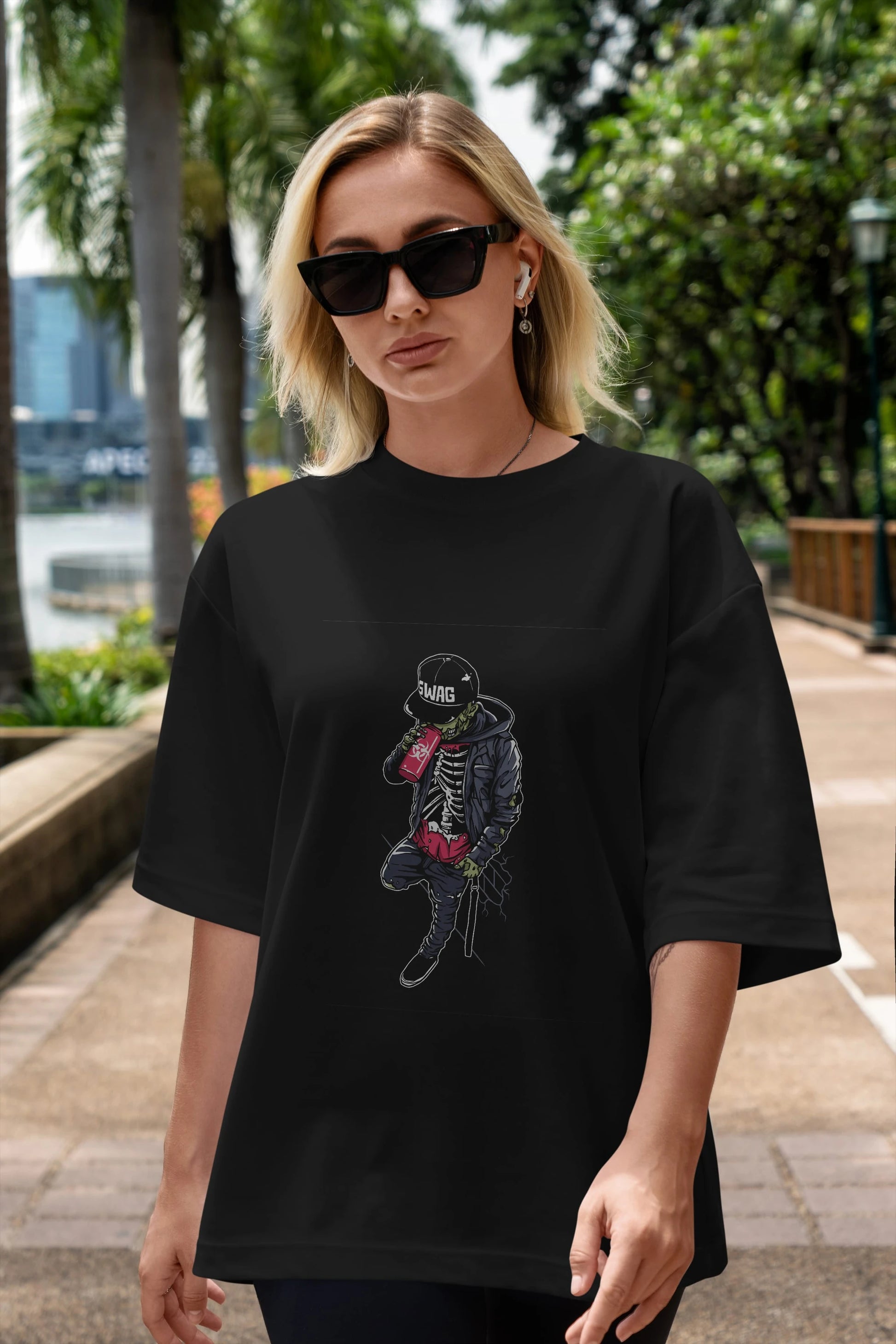 Zombie Swag Ön Baskılı Oversize t-shirt Erkek Kadın Unisex %100 Pamuk tişort