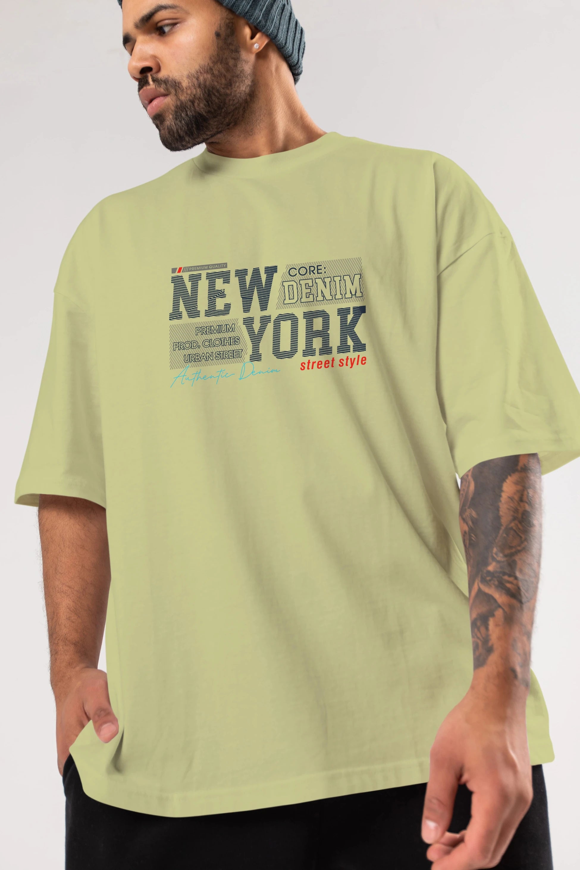 New York Street Ön Baskılı Oversize t-shirt Erkek Kadın Unisex