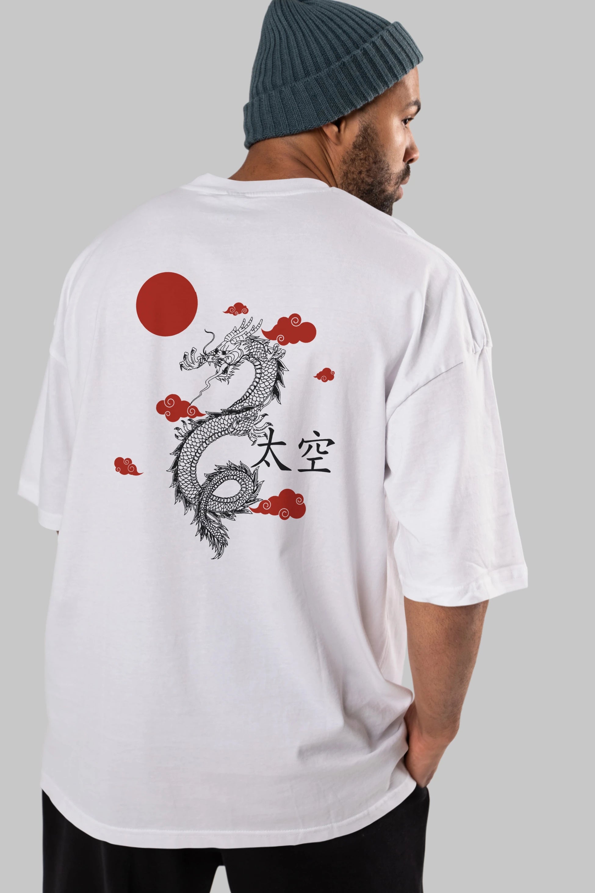 Chinese Dragon Arka Baskılı Oversize t-shirt Erkek Kadın Unisex