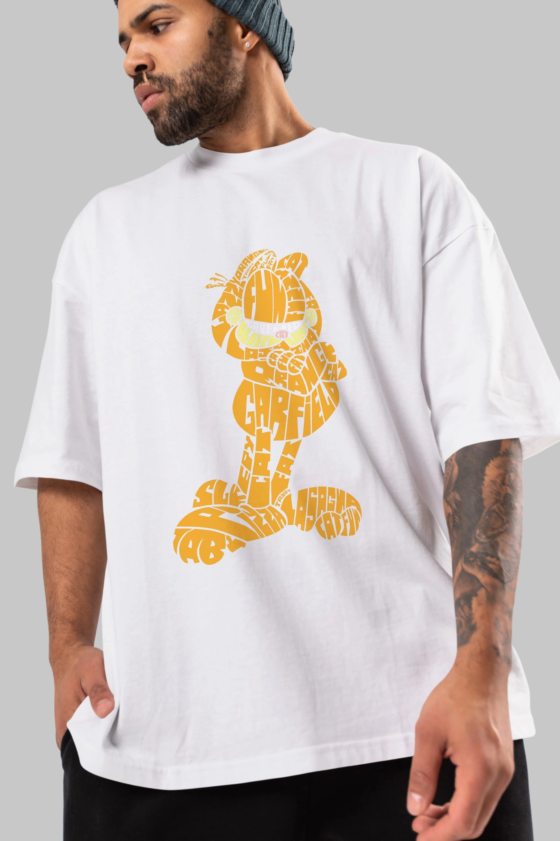 Garfield Ön Baskılı Oversize t-shirt %100 pamuk Erkek Kadın Unisex