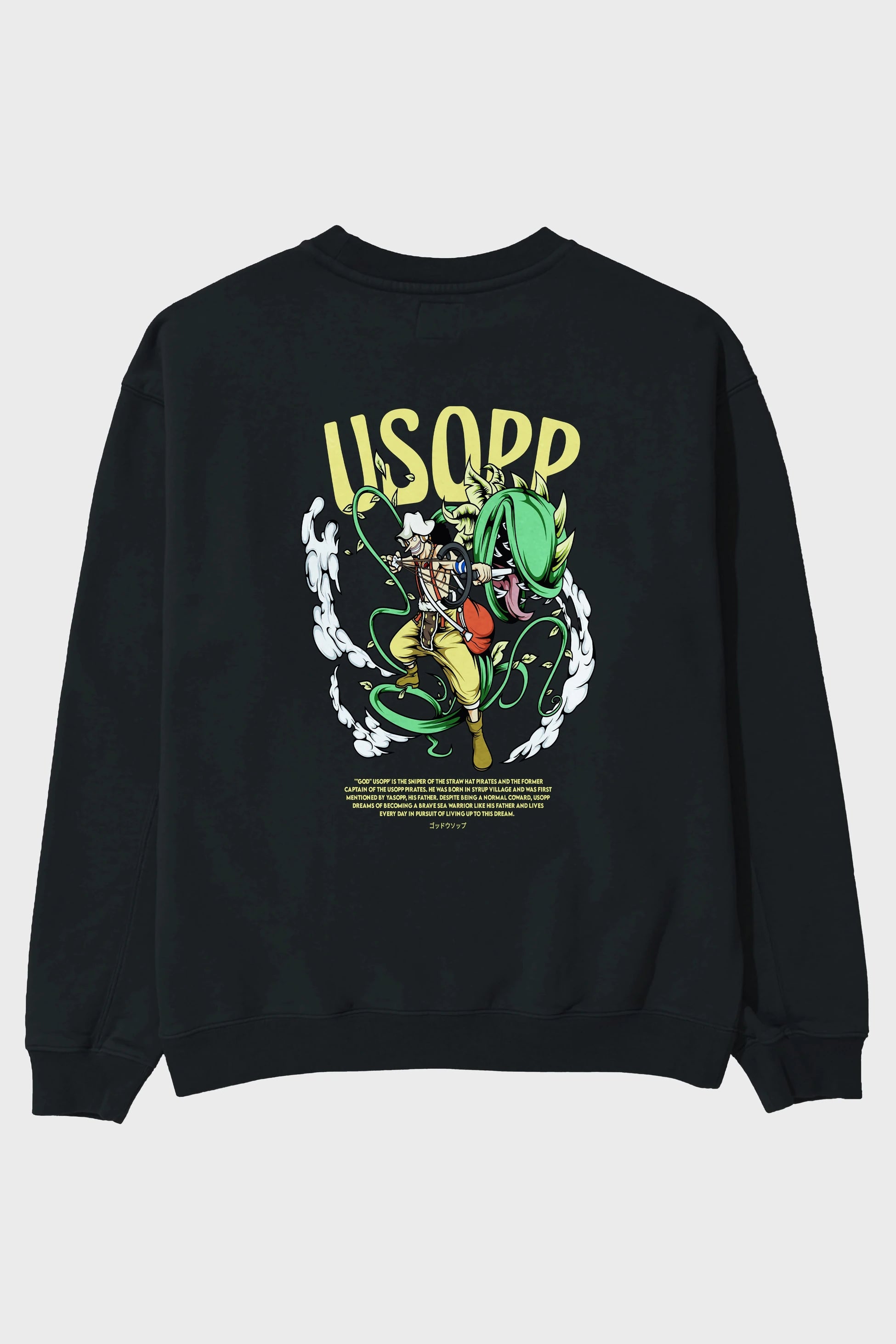 Usopp Anime Arka Baskılı Oversize Sweatshirt Erkek Kadın Unisex