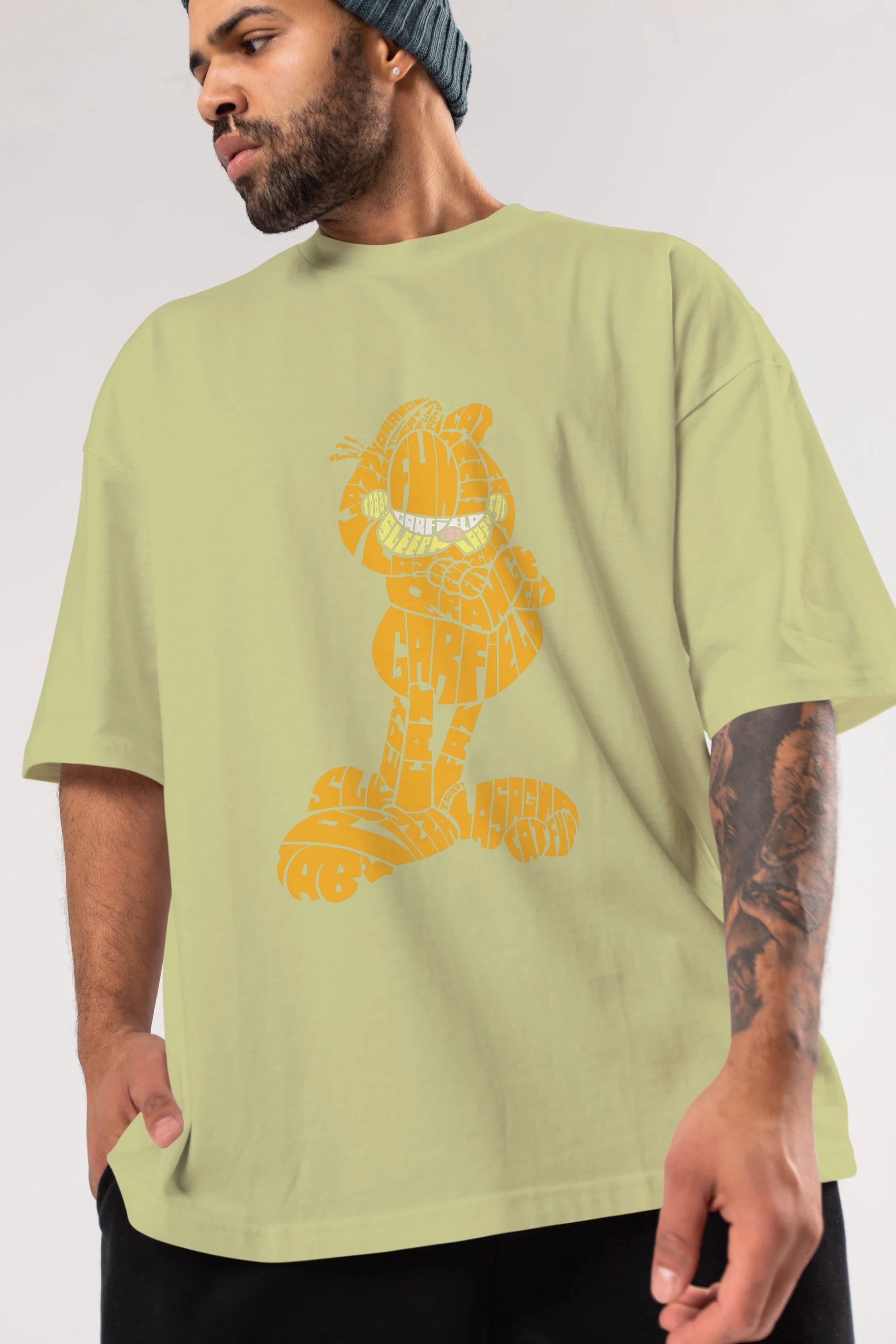 Garfield Ön Baskılı Oversize t-shirt %100 pamuk Erkek Kadın Unisex