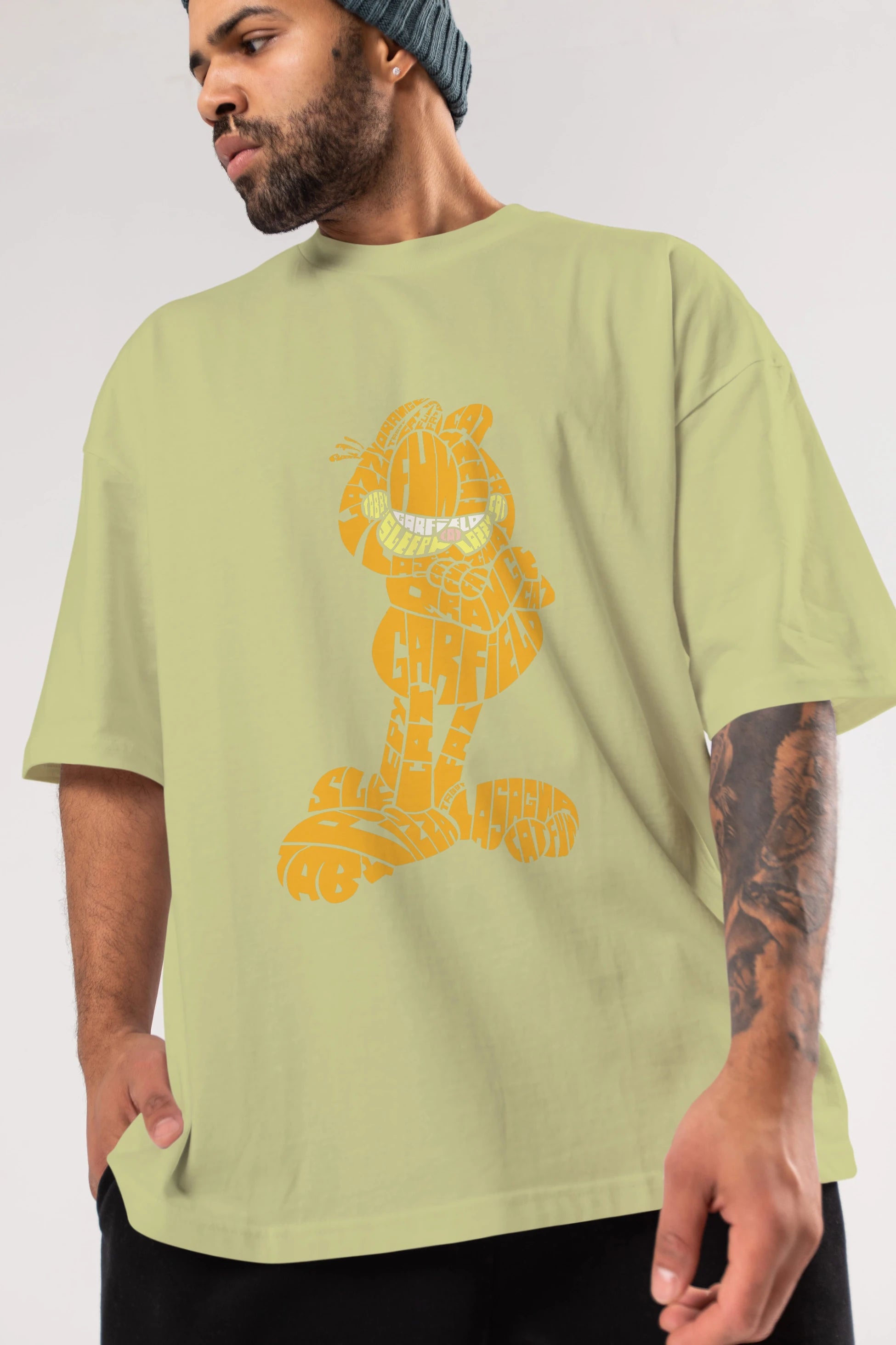 Garfield Ön Baskılı Oversize t-shirt %100 pamuk Erkek Kadın Unisex