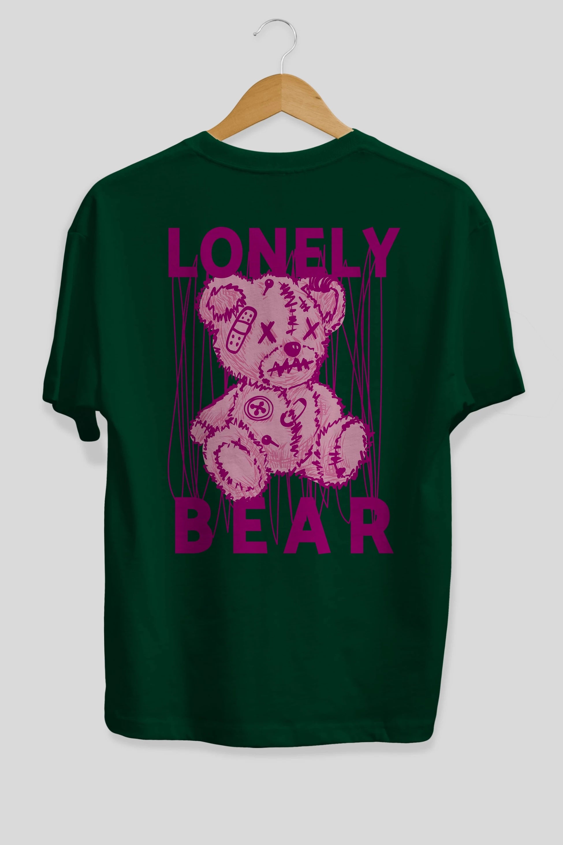 Lonely Bear Arka Baskılı Oversize t-shirt Erkek Kadın Unisex