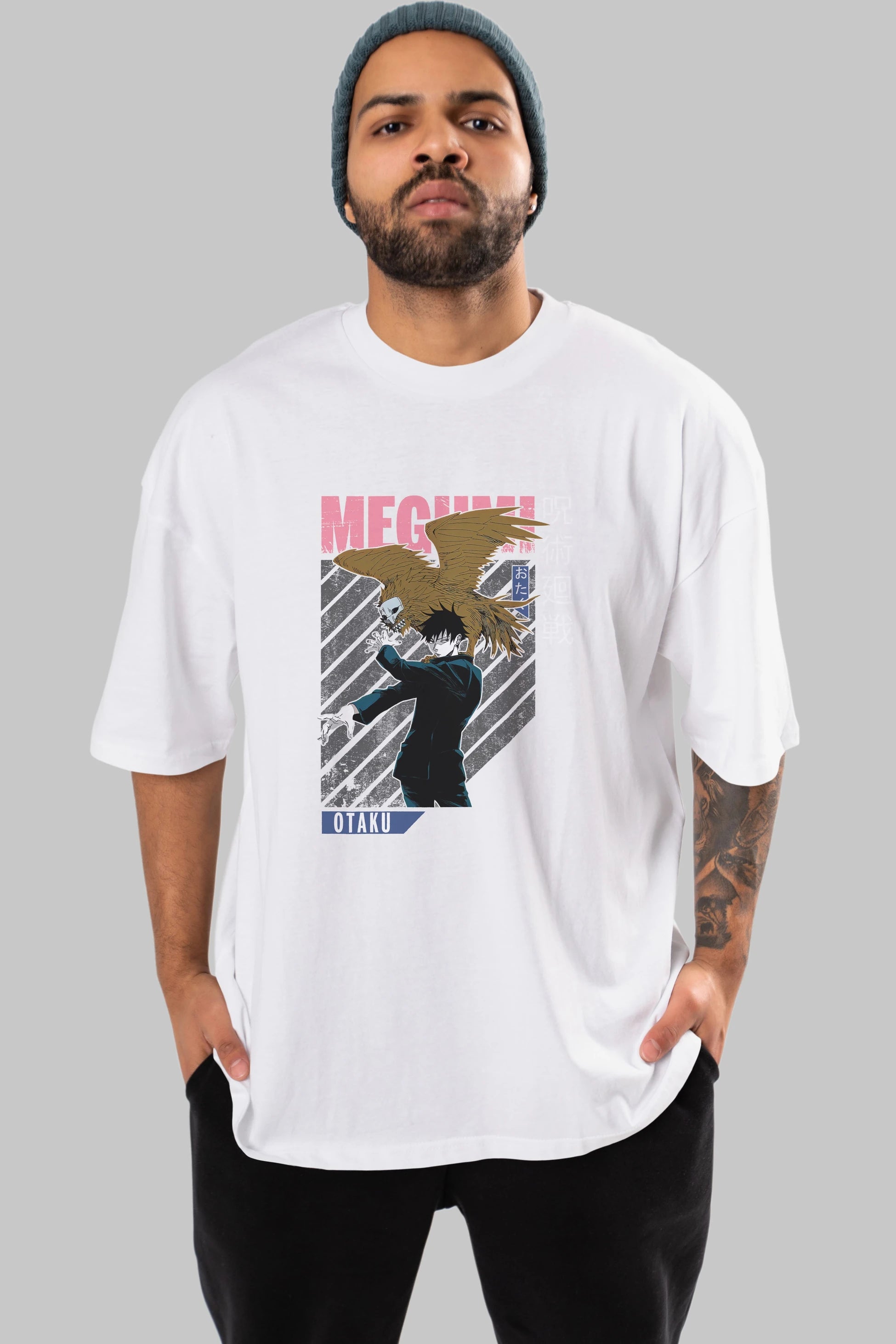 Megumi Fushiguro 2 Anime Ön Baskılı Oversize t-shirt %100 pamuk Erkek Kadın Unisex