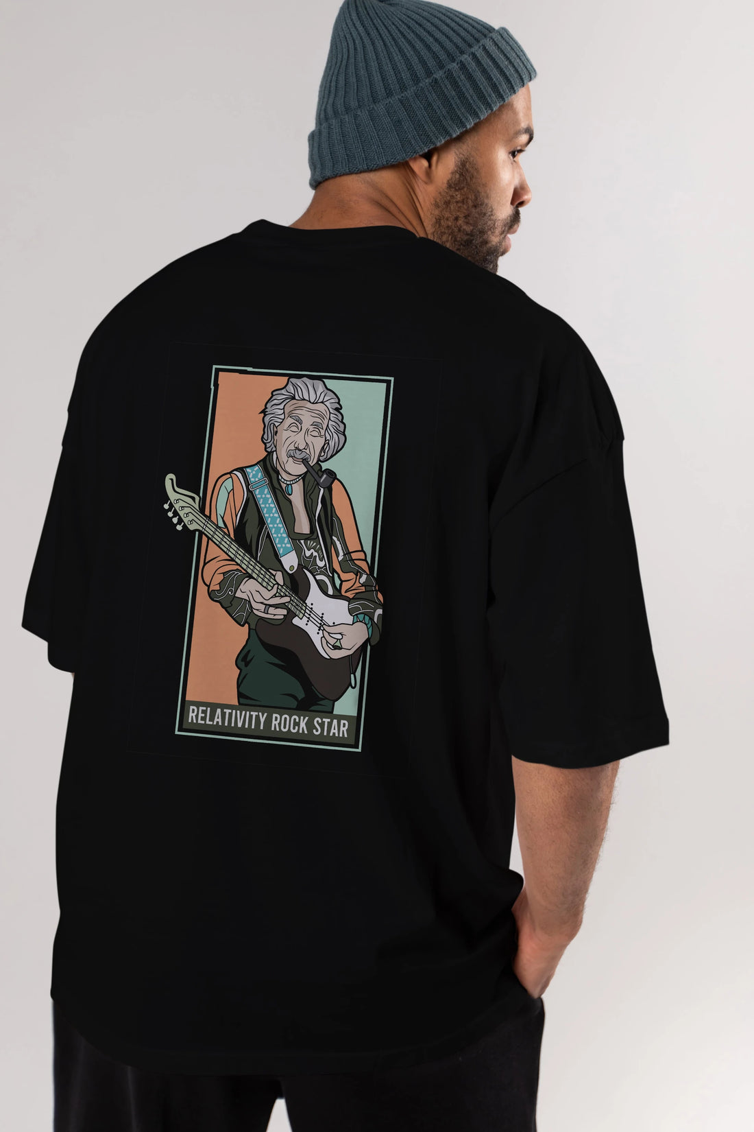 Jimmy Einstein Arka Baskılı Oversize t-shirt Erkek Kadın Unisex %100 Pamuk tişort