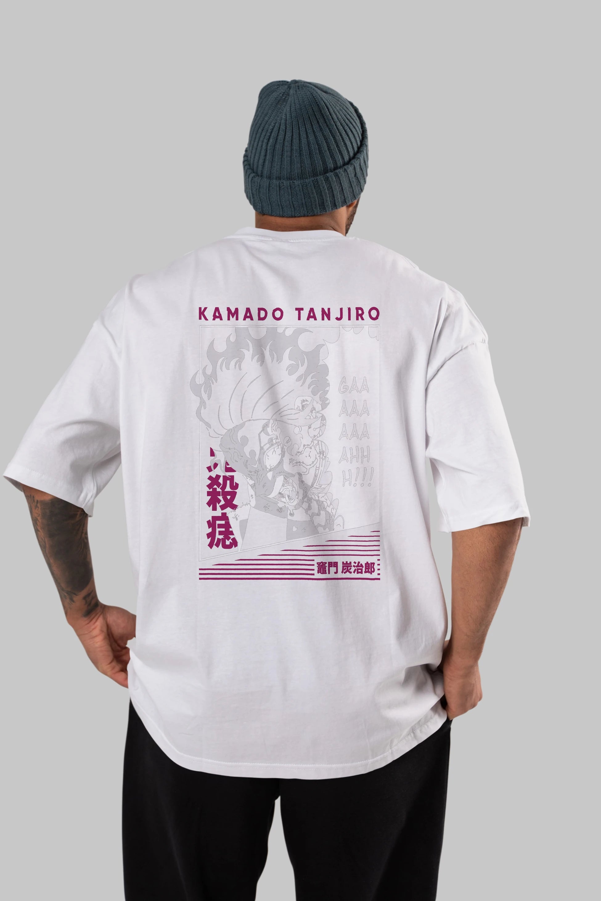 TANJIRO KAMADO 3 Anime Arka Baskılı Oversize t-shirt Erkek Kadın Unisex