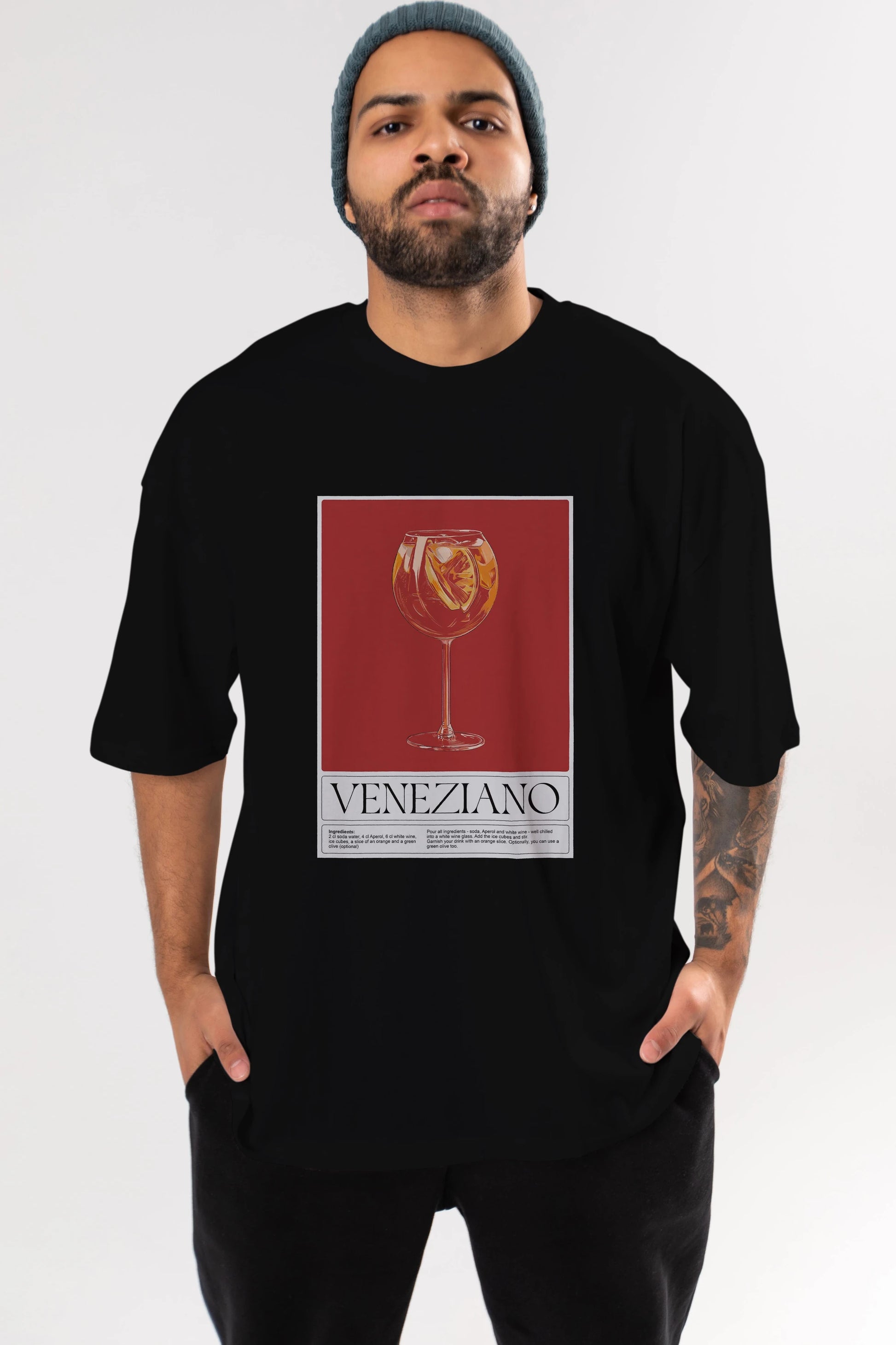 Veneziano Ön Baskılı Oversize t-shirt Erkek Kadın Unisex %100 Pamuk Bisiklet Yaka tişort
