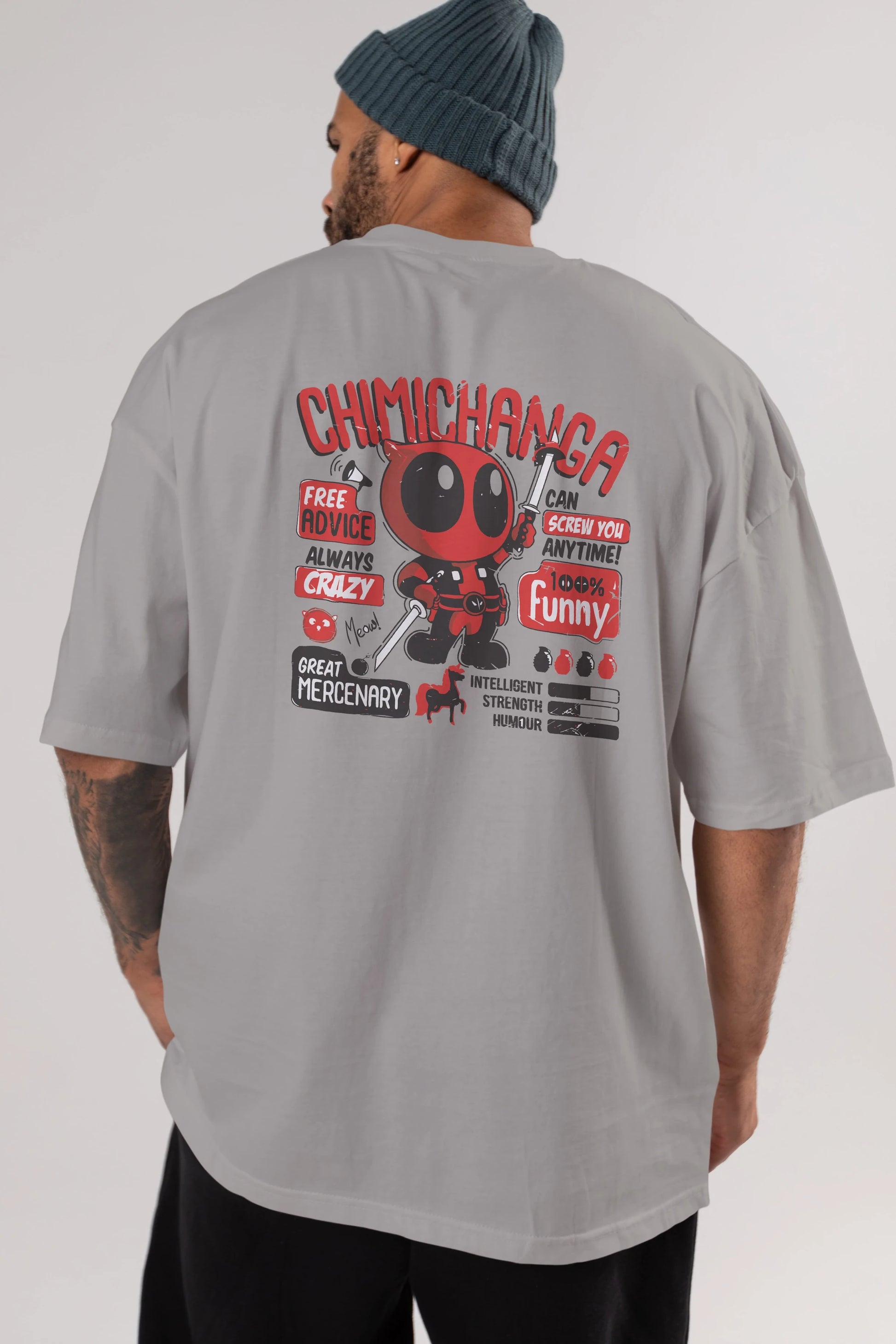 Deadpool (9) Arka Baskılı Oversize t-shirt Erkek Kadın Unisex %100 Pamuk Bisiklet Yaka tişort