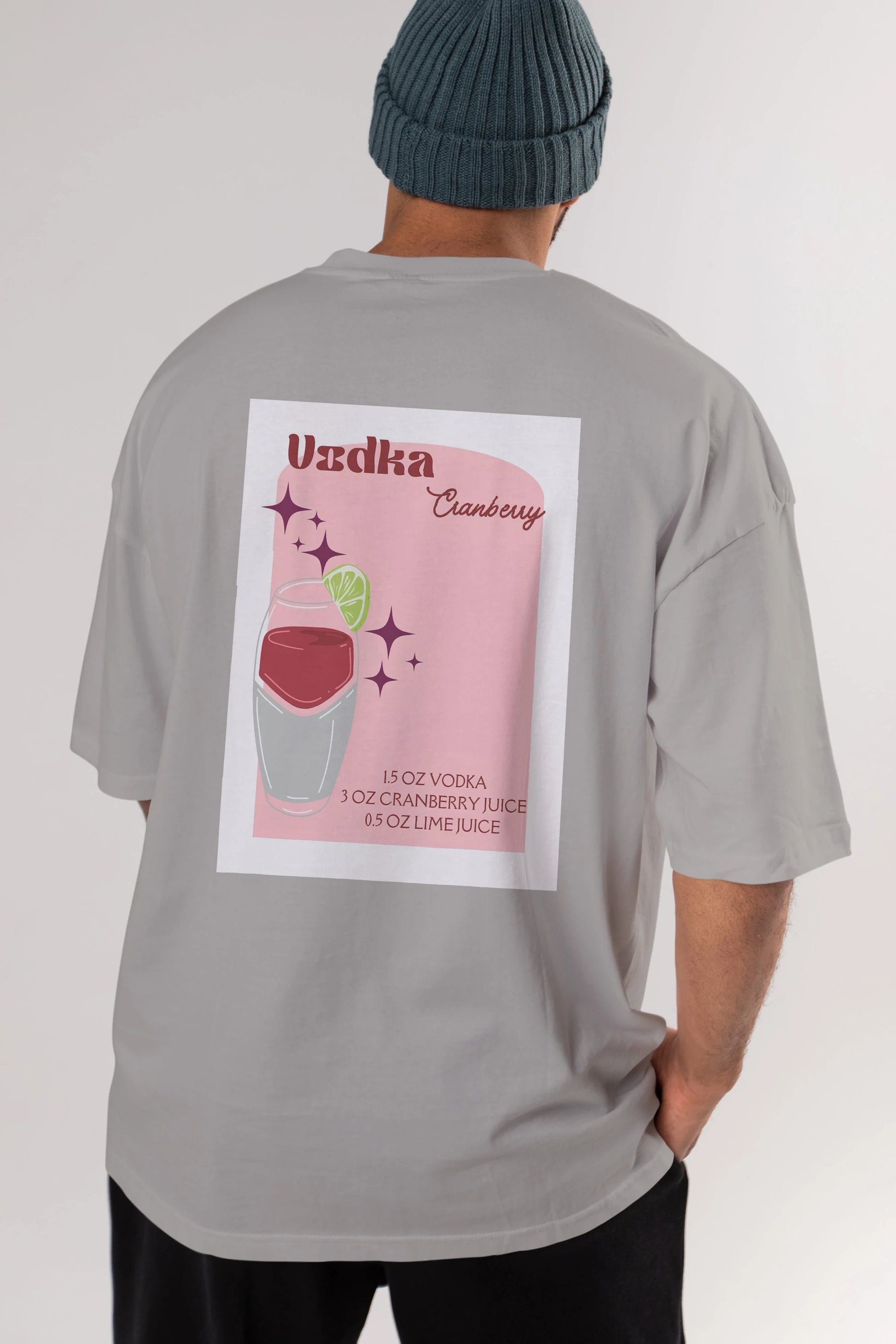 Vodka Cranberry 2 Arka Baskılı Oversize t-shirt Erkek Kadın Unisex %100 Pamuk Bisiklet Yaka tişort