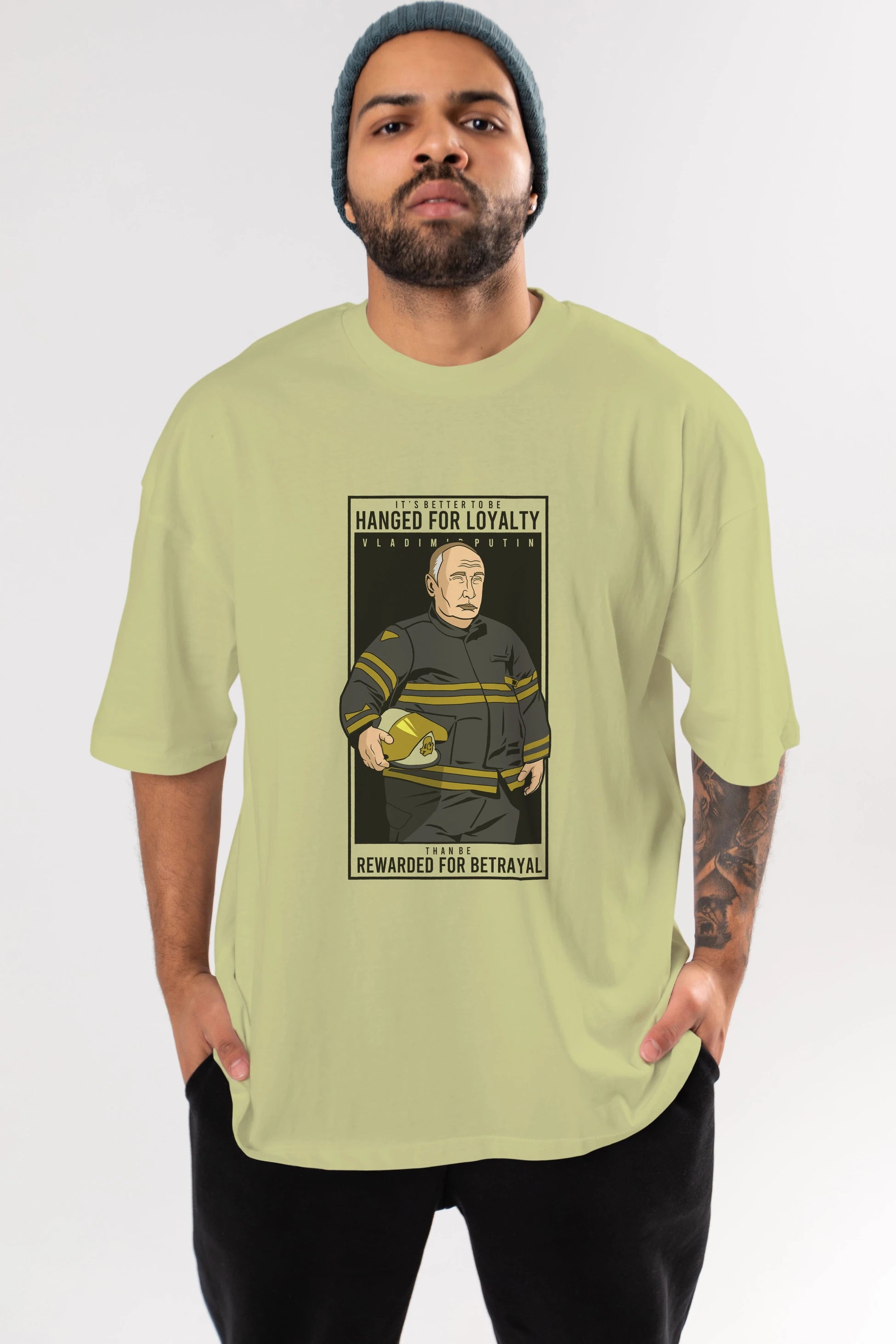 Putin Fireman Ön Baskılı Oversize t-shirt Erkek Kadın Unisex %100 Pamuk tişort
