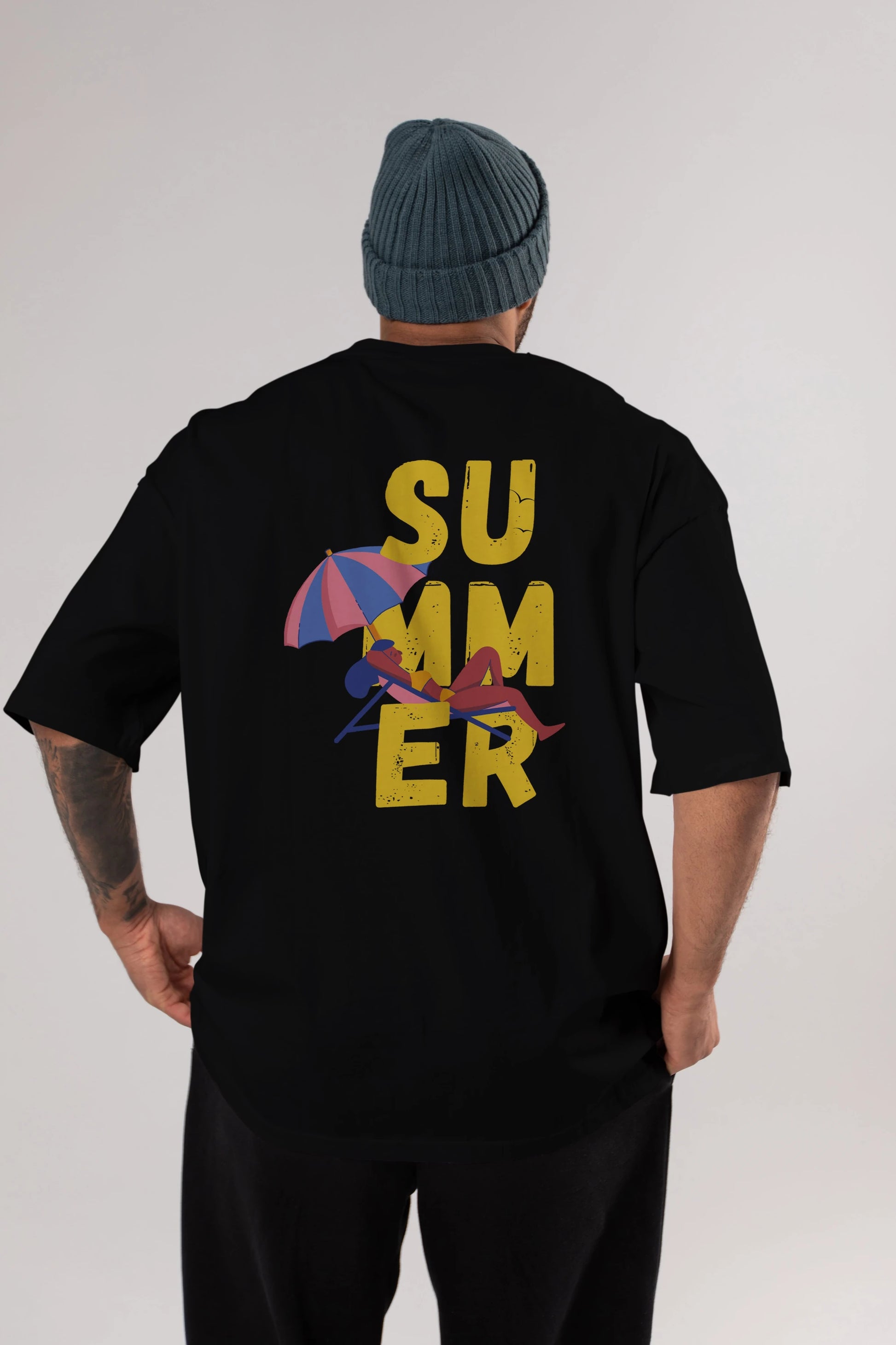 Summer Yazılı Arka Baskılı Oversize t-shirt Erkek Kadın Unisex