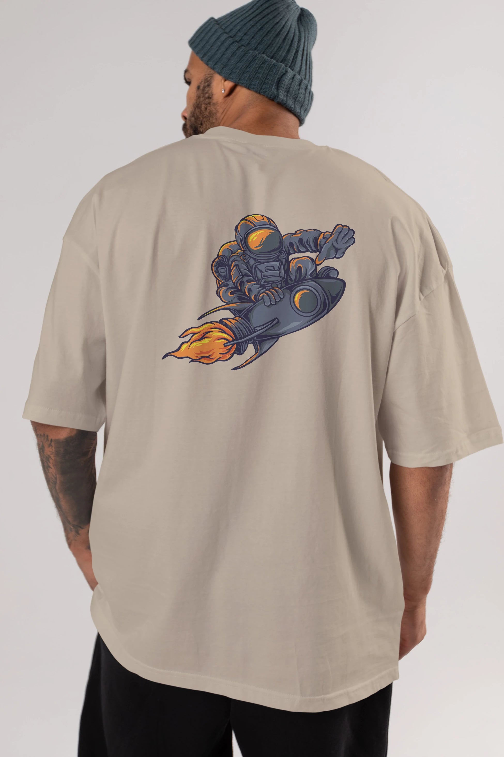 Astrocket Illustration Tshirt Arka Baskılı Oversize t-shirt Erkek Kadın Unisex