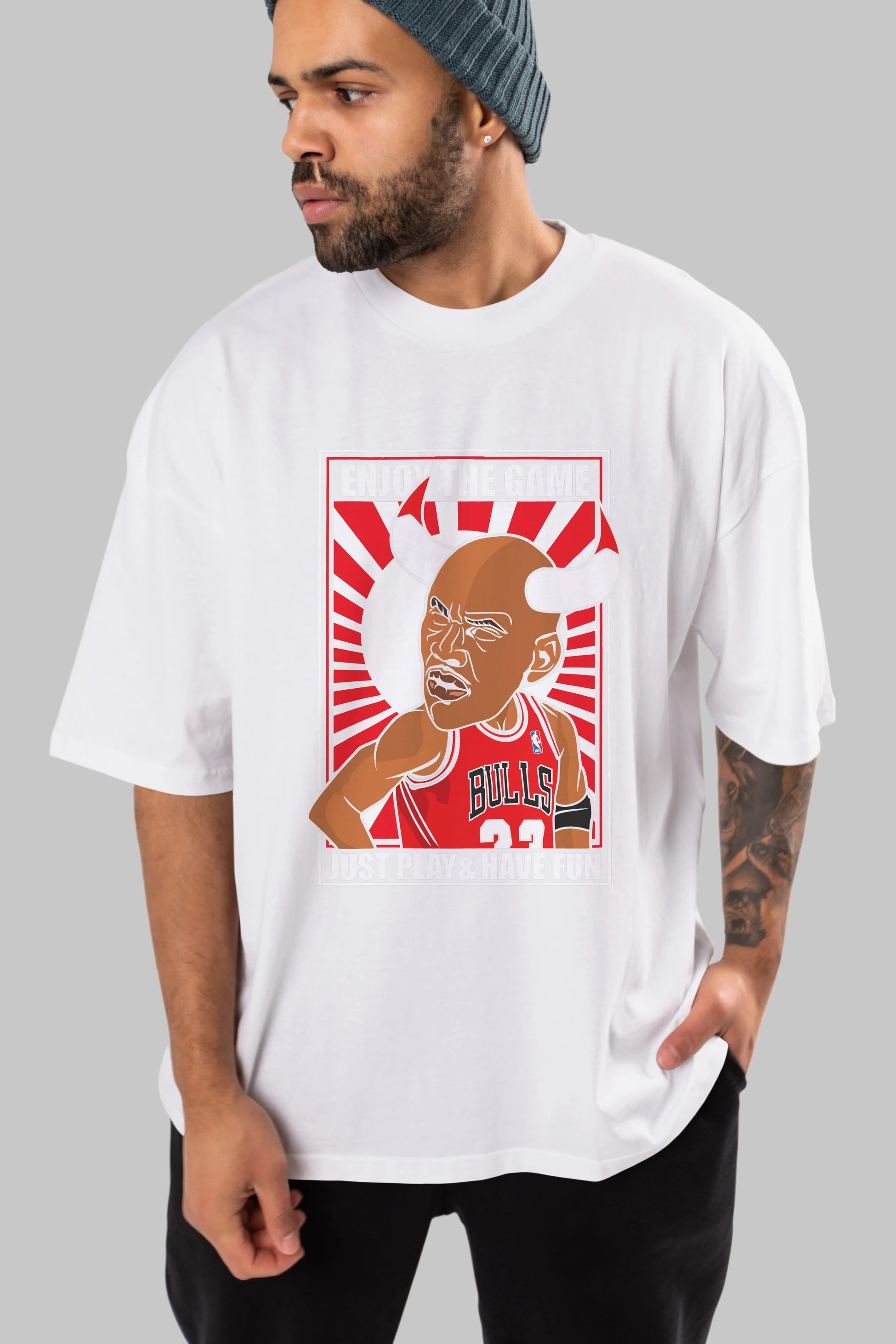 Michael Jordan Ön Baskılı Oversize t-shirt Erkek Kadın Unisex %100 Pamuk tişort