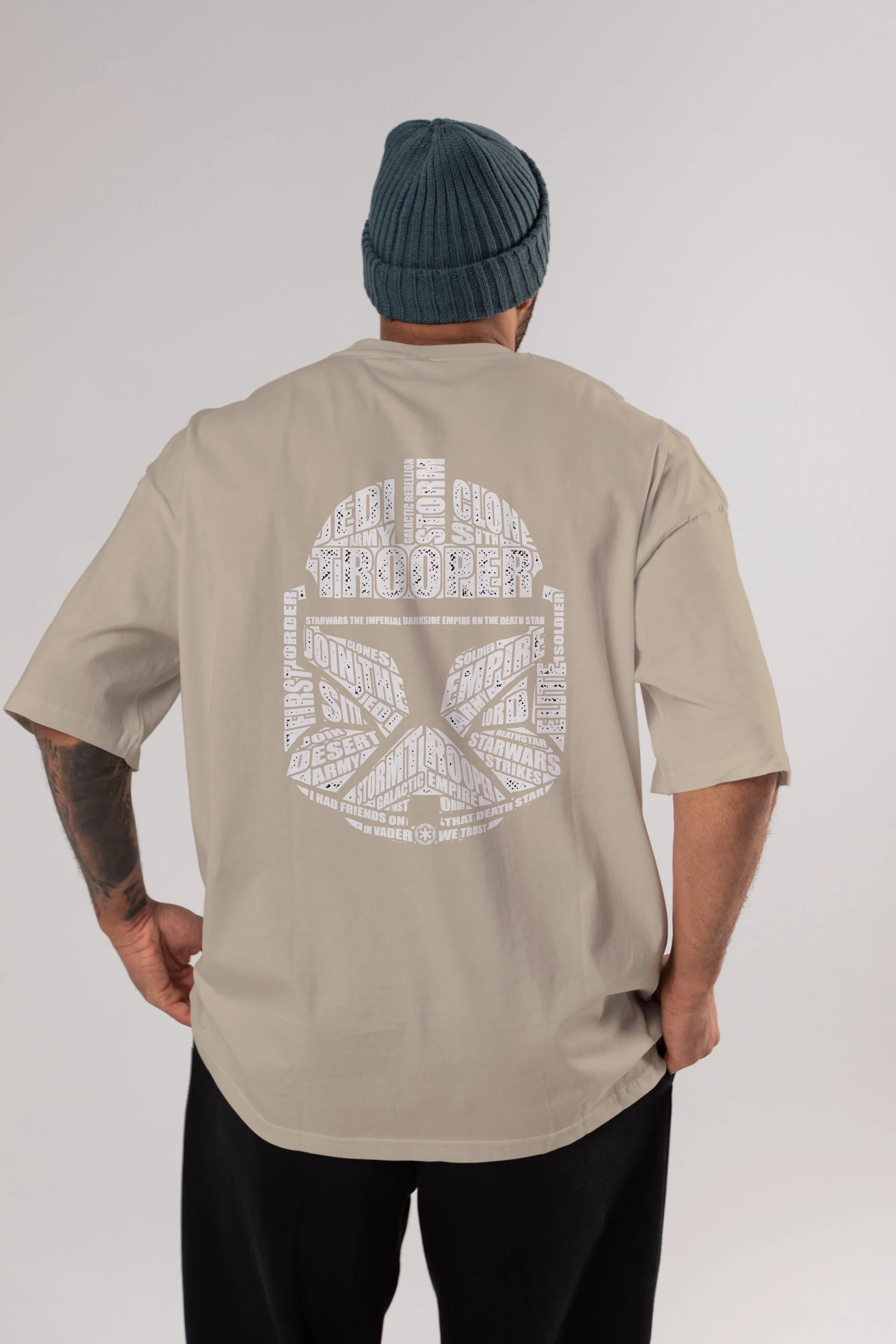 Trooper Arka Baskılı Oversize t-shirt %100 pamuk Erkek Kadın Unisex