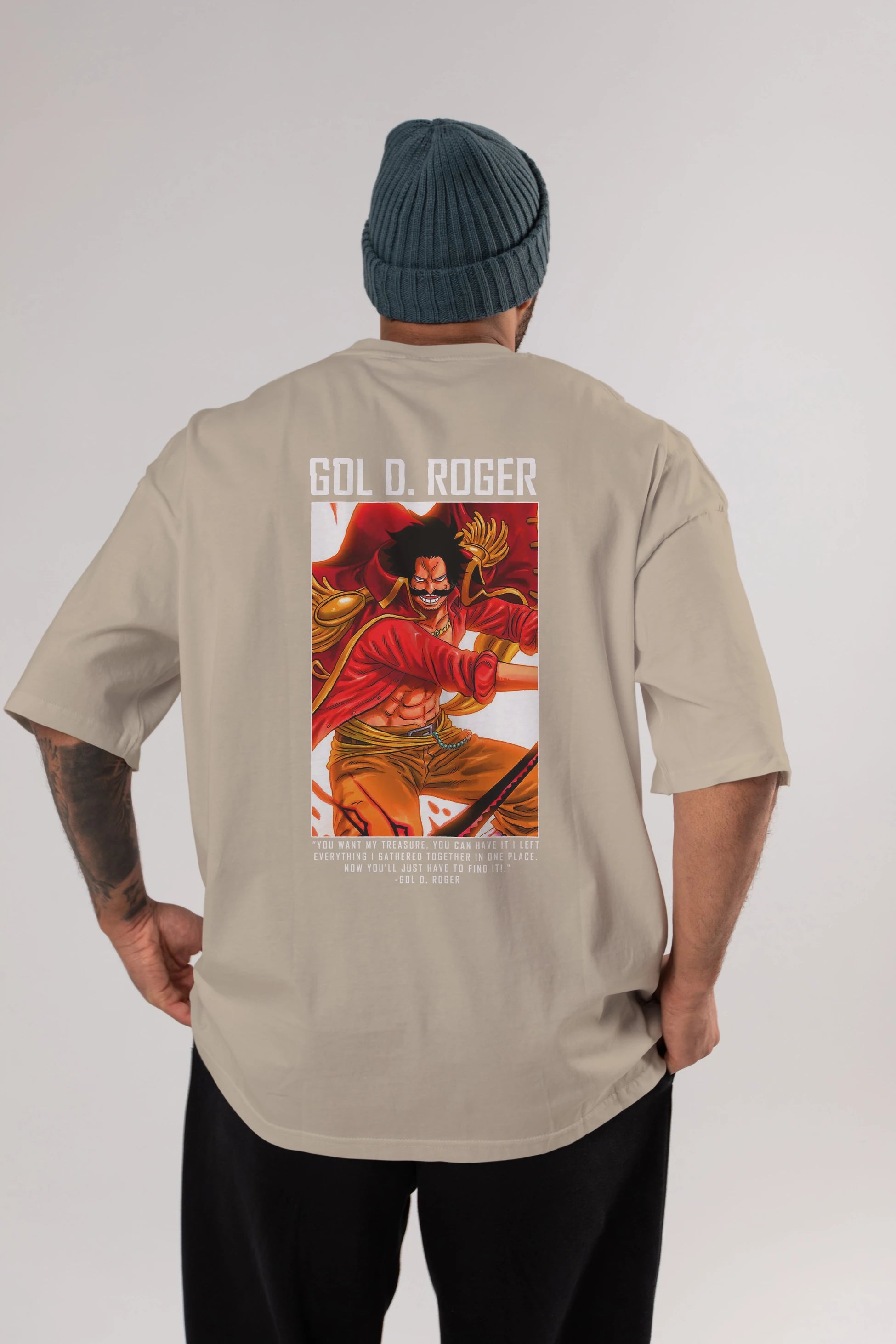 Gol D. Roger Anime Arka Baskılı Oversize t-shirt Erkek Kadın Unisex %100 pamuk tişort