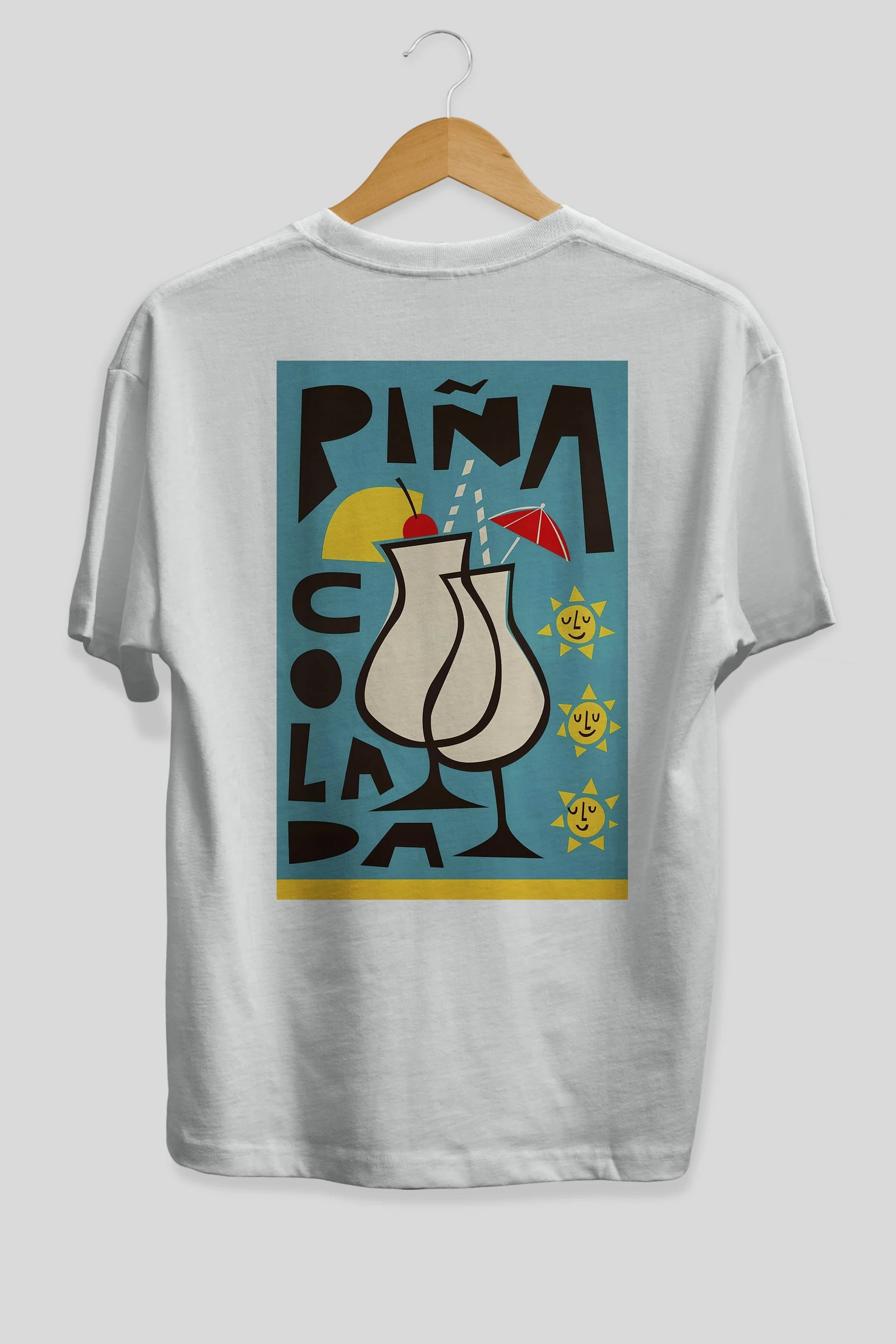 Pina Colada 4 Arka Baskılı Oversize t-shirt Erkek Kadın Unisex %100 Pamuk Bisiklet Yaka tişort