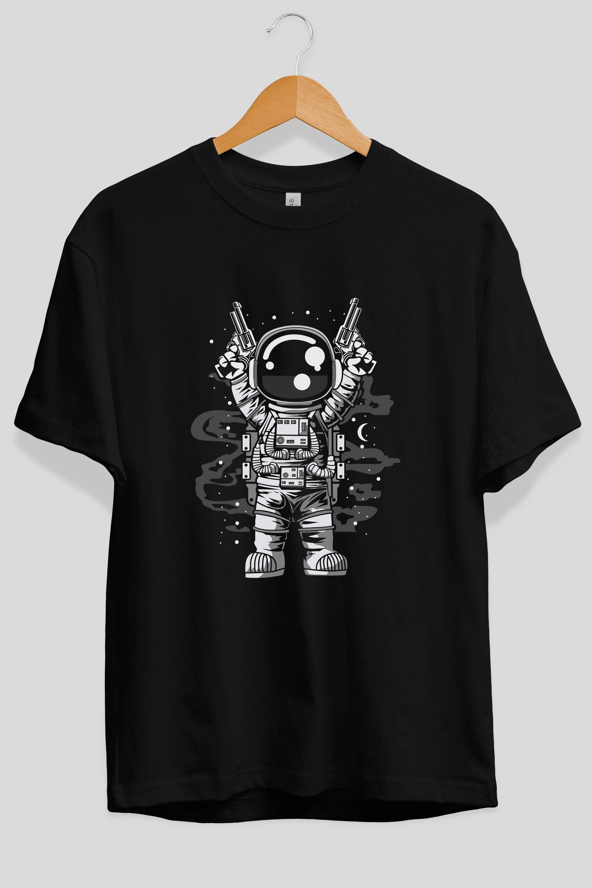 Astronaut Gun Ön Baskılı Oversize t-shirt Erkek Kadın Unisex
