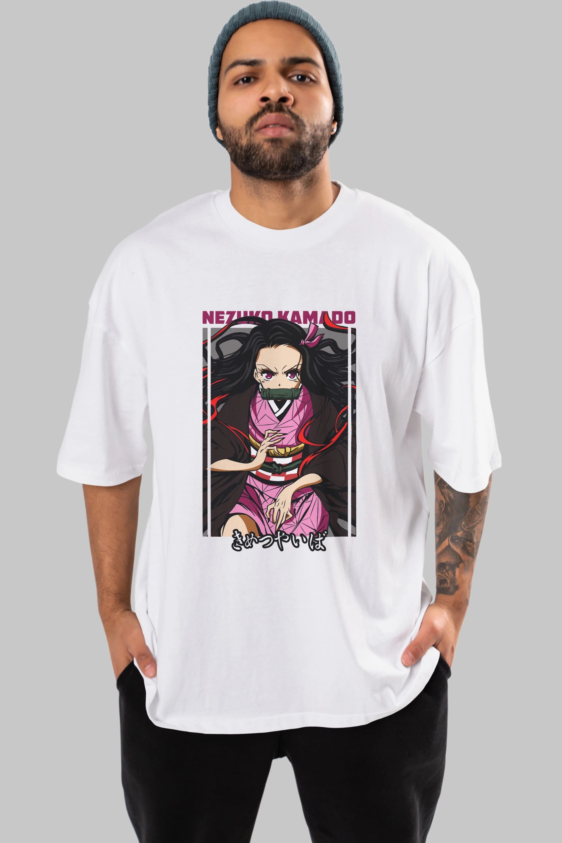Nezuko Kamado 1 Anime Ön Baskılı Oversize t-shirt %100 pamuk Erkek Kadın Unisex