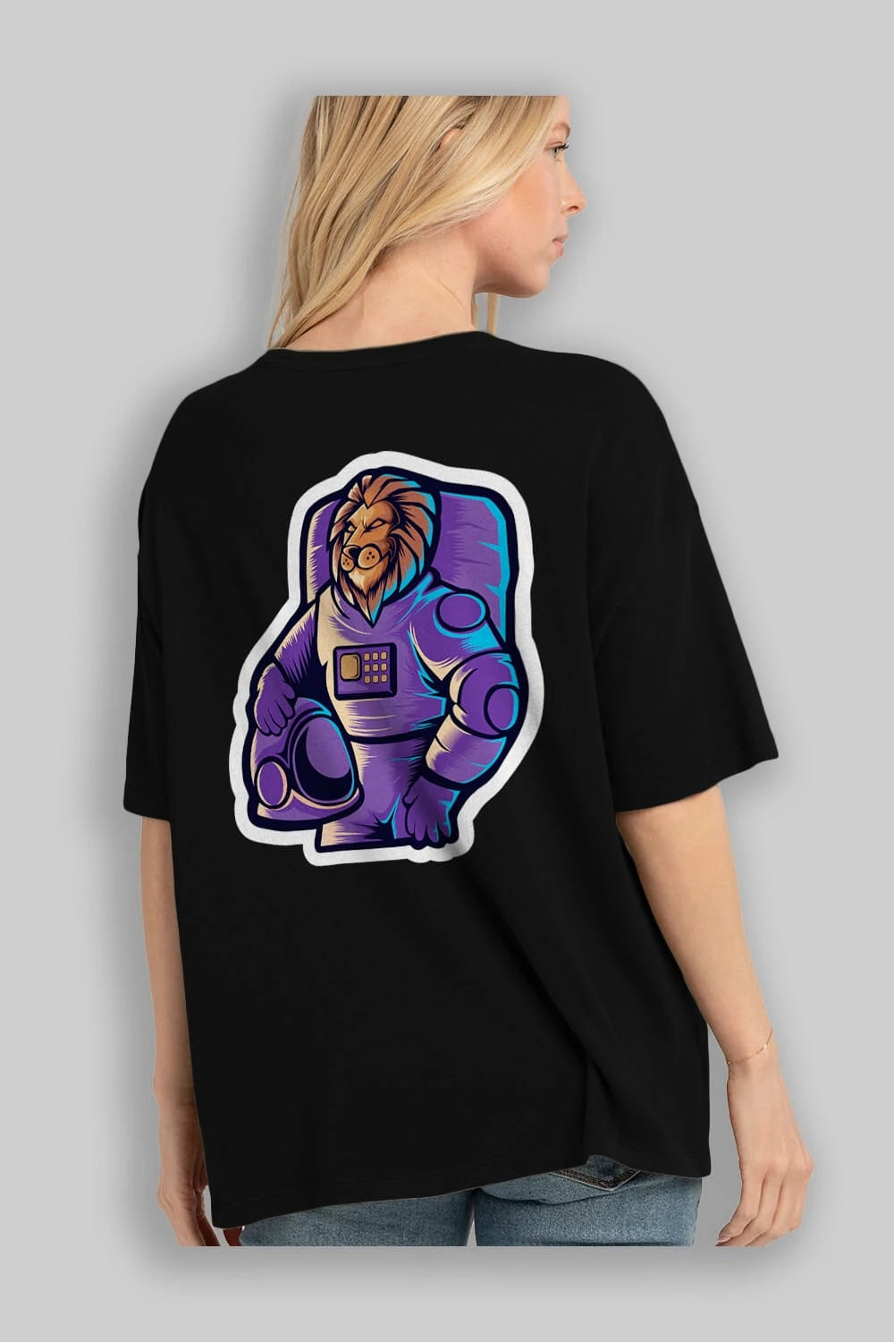 Astroking Sticker Arka Baskılı Oversize t-shirt Erkek Kadın Unisex