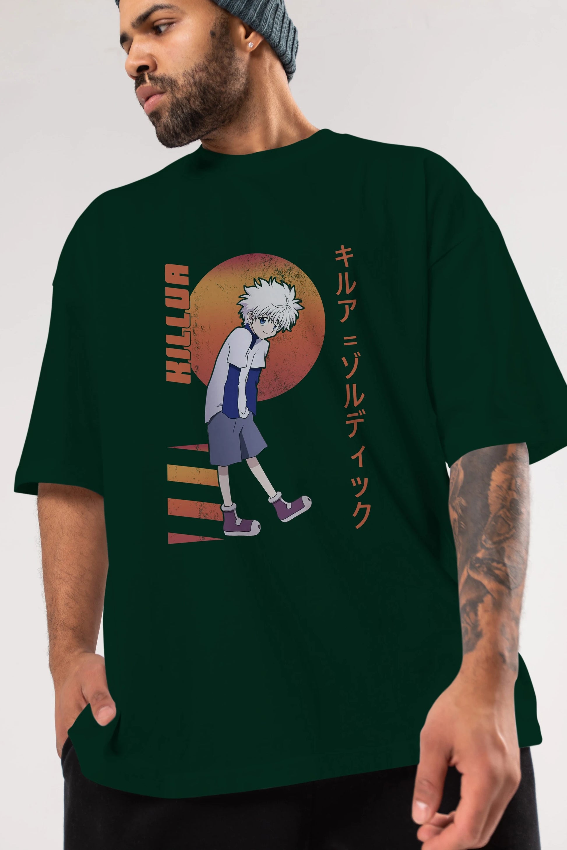 Killua Zoldyck 5 2 Anime Ön Baskılı Oversize t-shirt %100 pamuk Erkek Kadın Unisex