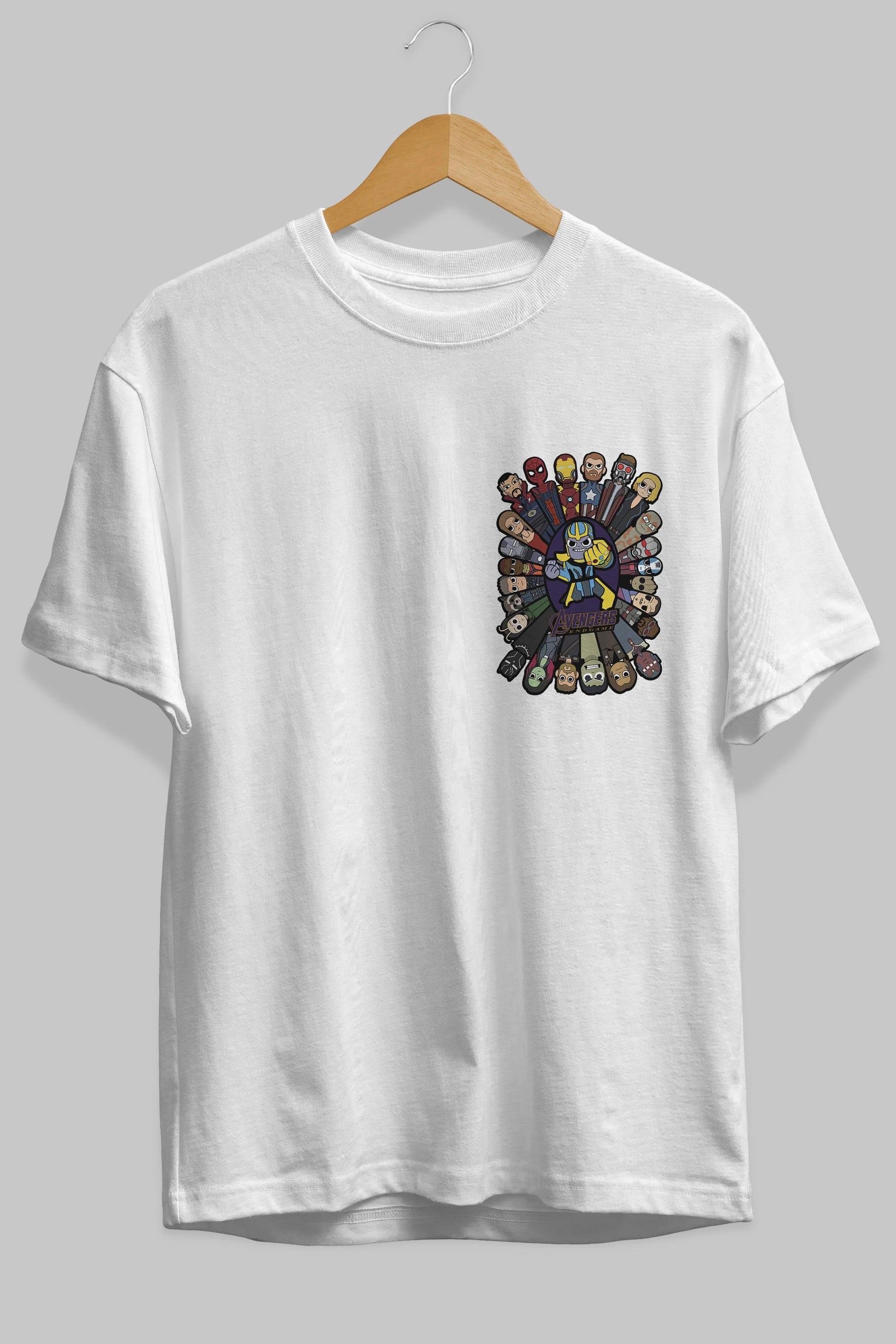 The Avengers (2) Ön Sol Baskılı Oversize t-shirt Erkek Kadın Unisex %100 Pamuk Bisiklet Yaka tişort