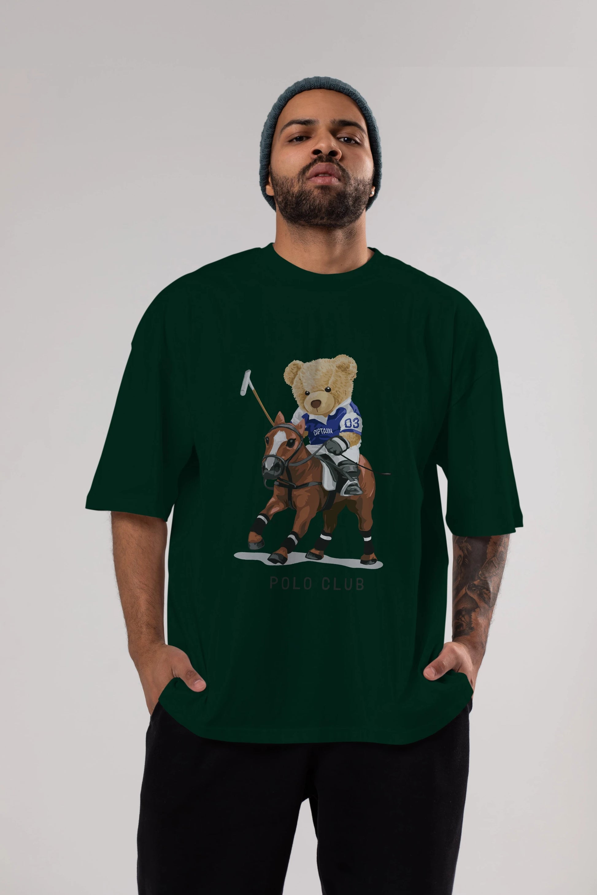 Teddy Bear Polo Club Ön Baskılı Oversize t-shirt Erkek Kadın Unisex %100 Pamuk
