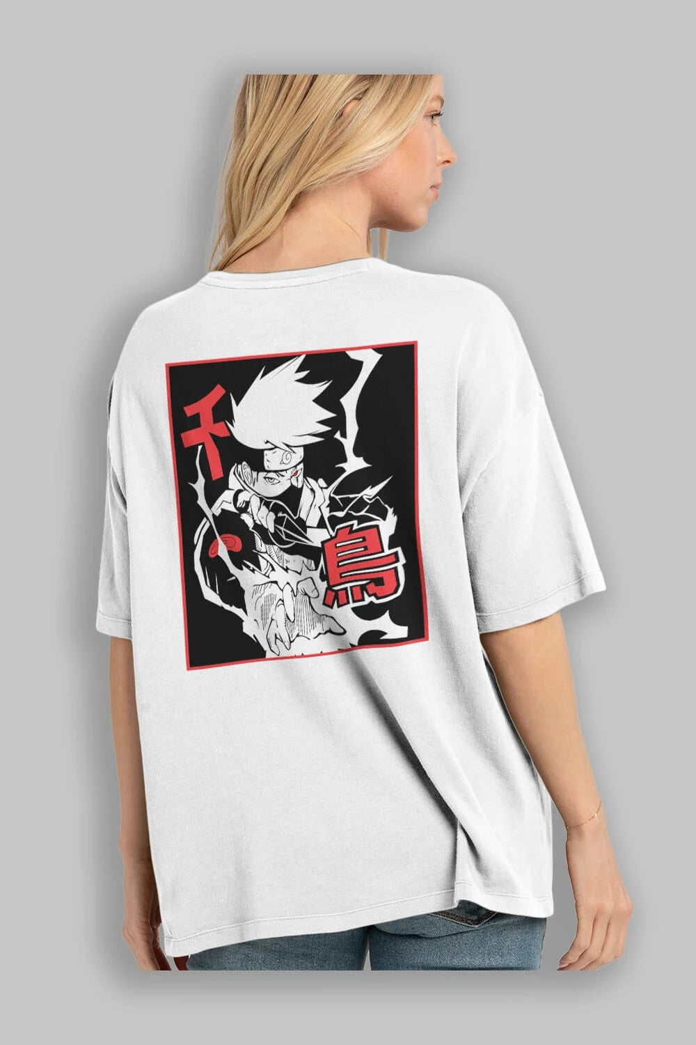 KAKASHI HATAKE NARUTO Anime Arka Baskılı Oversize t-shirt Erkek Kadın Unisex