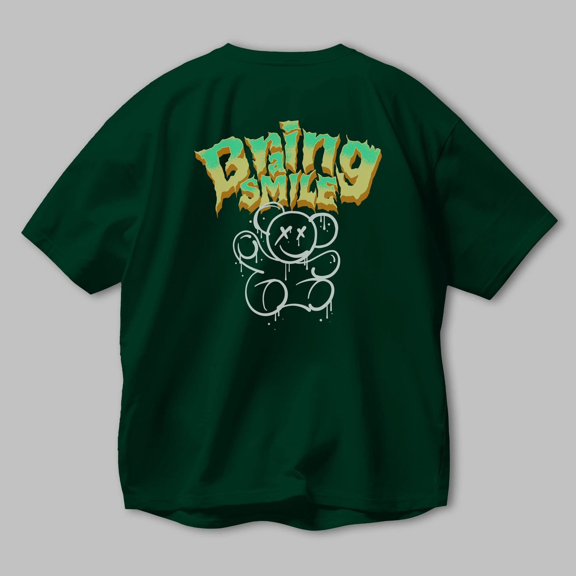 Teddy Bear Braing Smile Arka Baskılı Oversize t-shirt Erkek Kadın Unisex