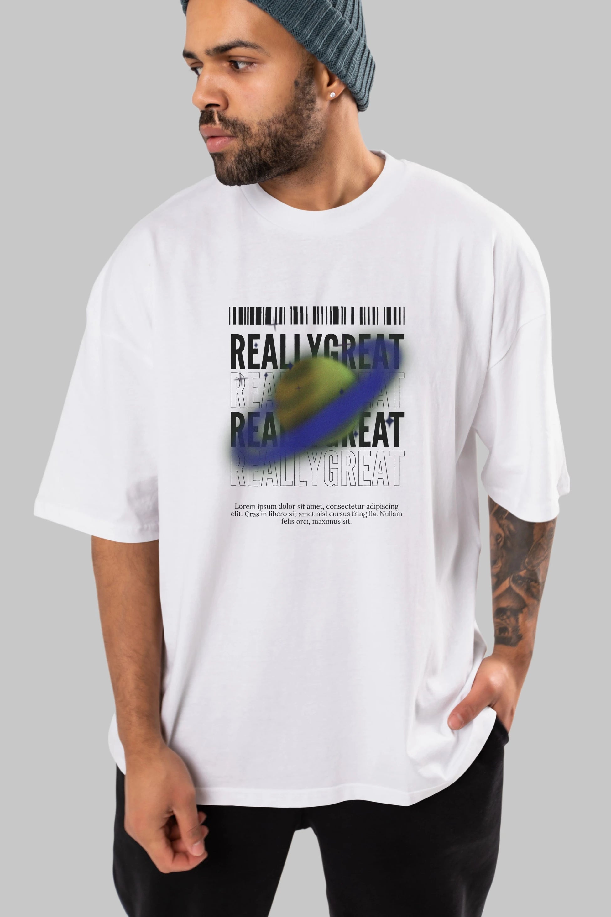 Really Great 2 Yazılı Ön Baskılı Oversize t-shirt Erkek Kadın Unisex