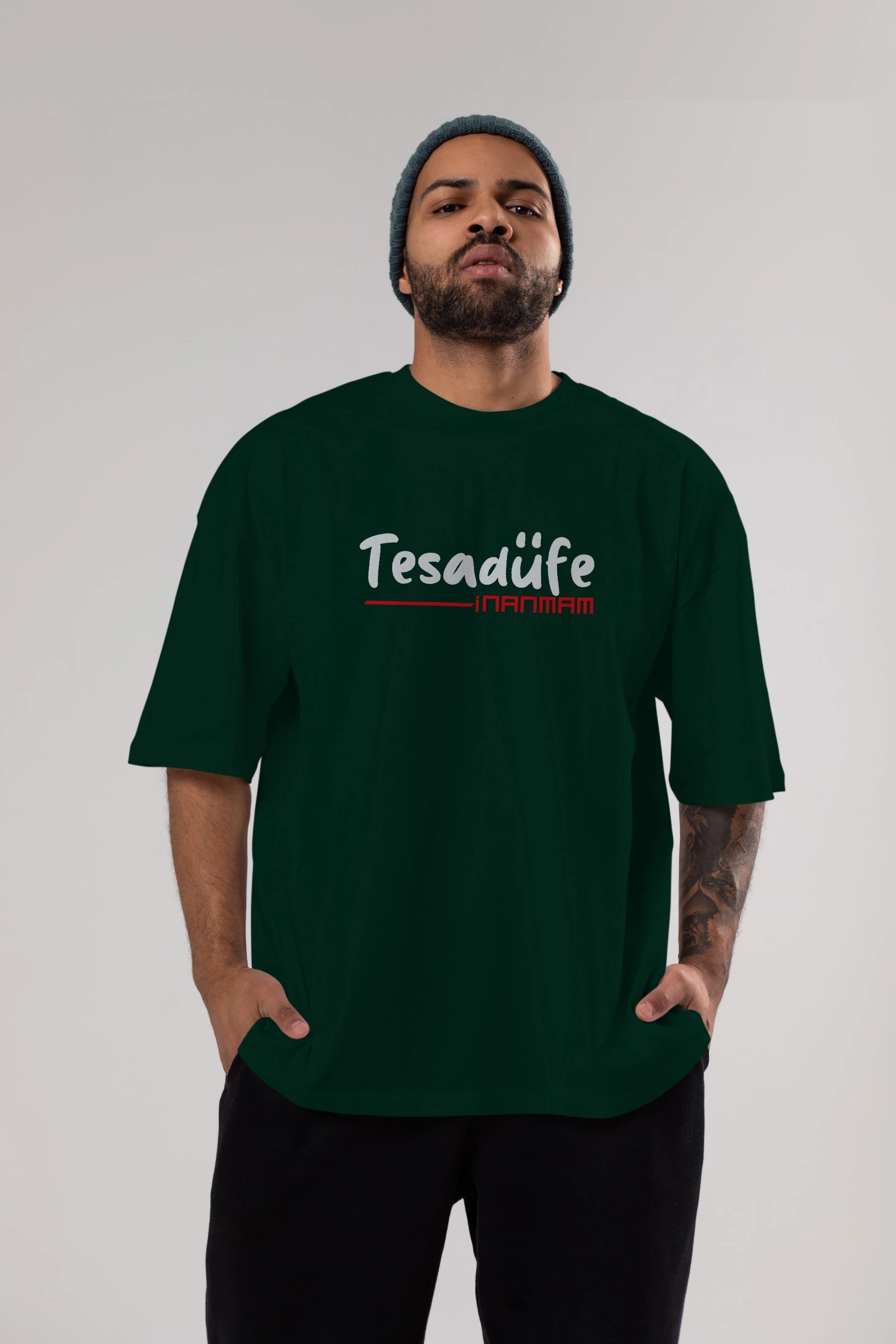 Tesadüfe İnanmam Ön Baskılı Oversize t-shirt %100 pamuk Erkek Kadın Unisex