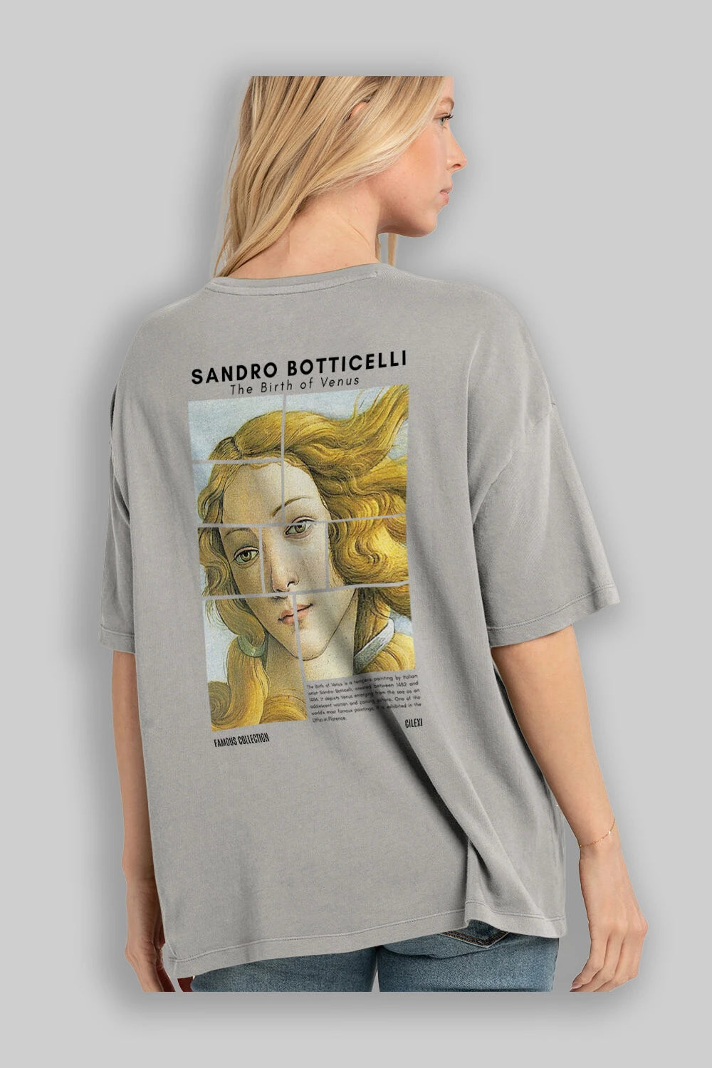 Sandro Botticelli Arka Baskılı Oversize t-shirt Erkek Kadın Bisiklet Yaka Pamuk tişort