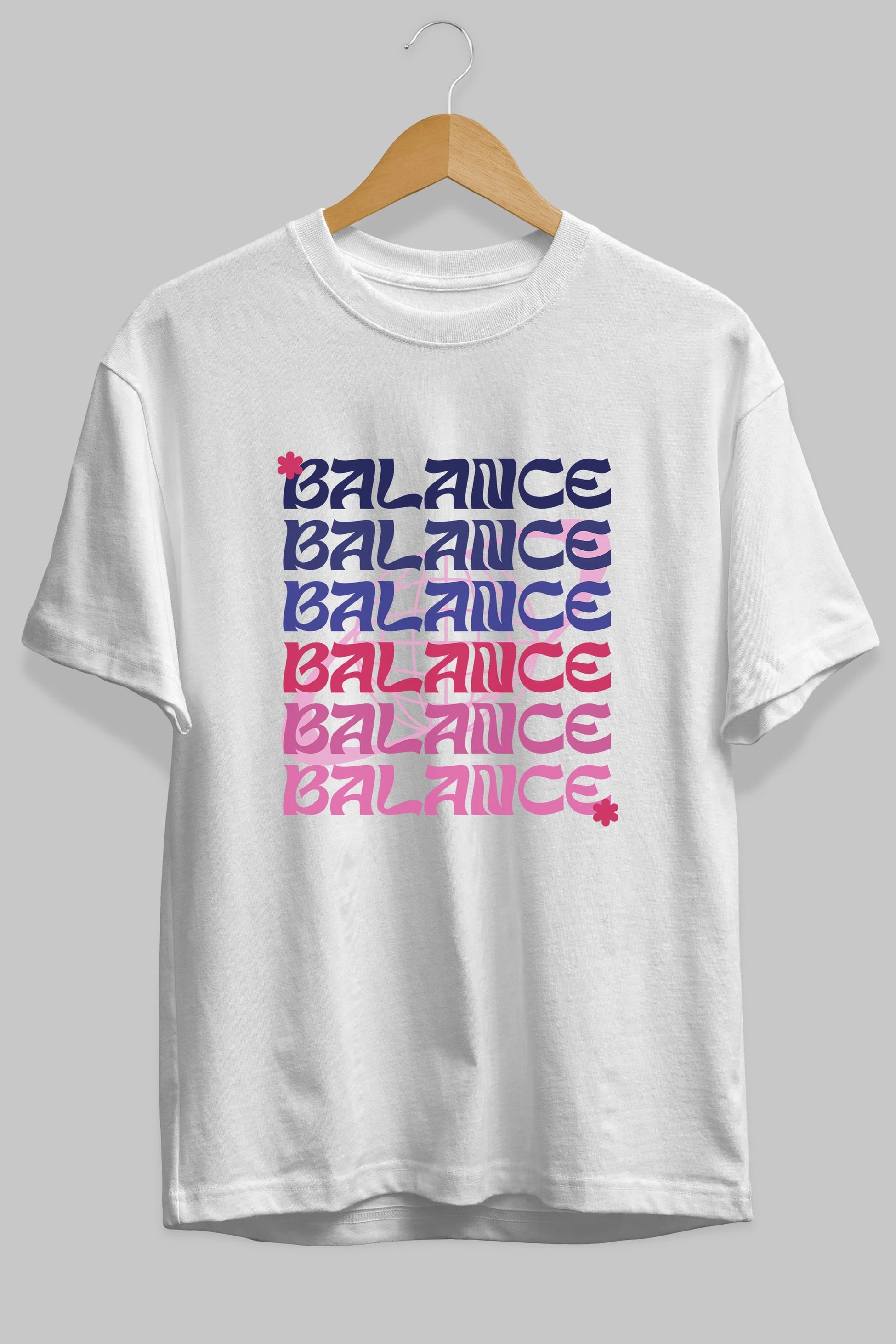 Balance Yazılı Ön Baskılı Oversize t-shirt Erkek Kadın Unisex