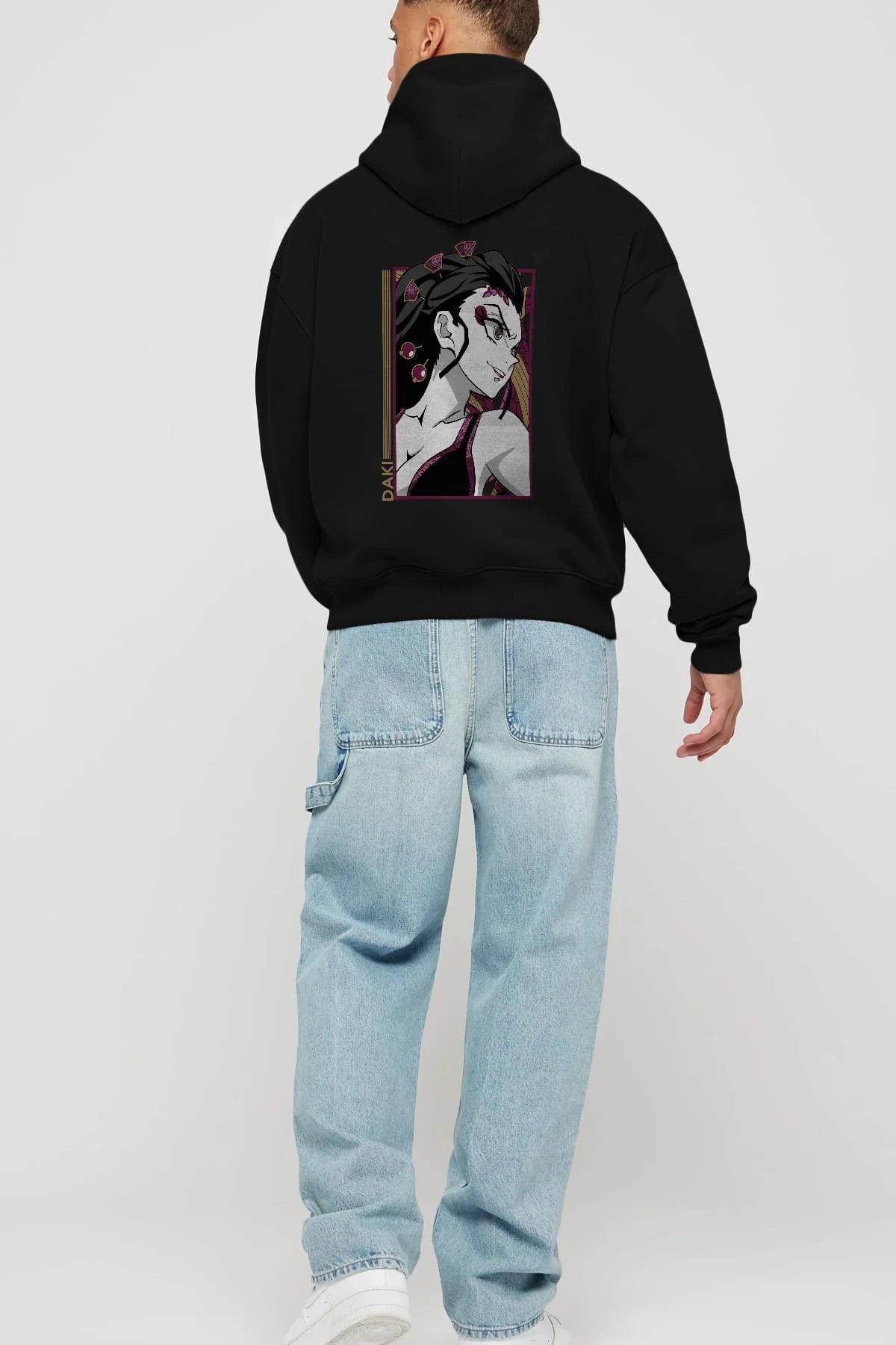 Daki DEMION SLAYER Anime Arka Baskılı Hoodie Oversize Kapüşonlu Sweatshirt Erkek Kadın Unisex