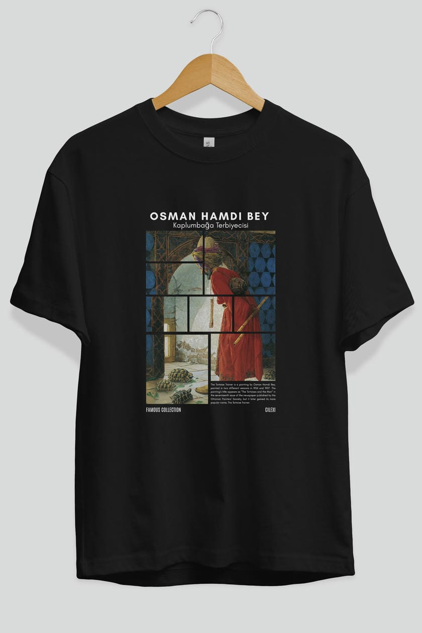 Osman Hamdi Bey ön Baskılı Oversize t-shirt Erkek Kadın Bisiklet Yaka Pamuk tişort