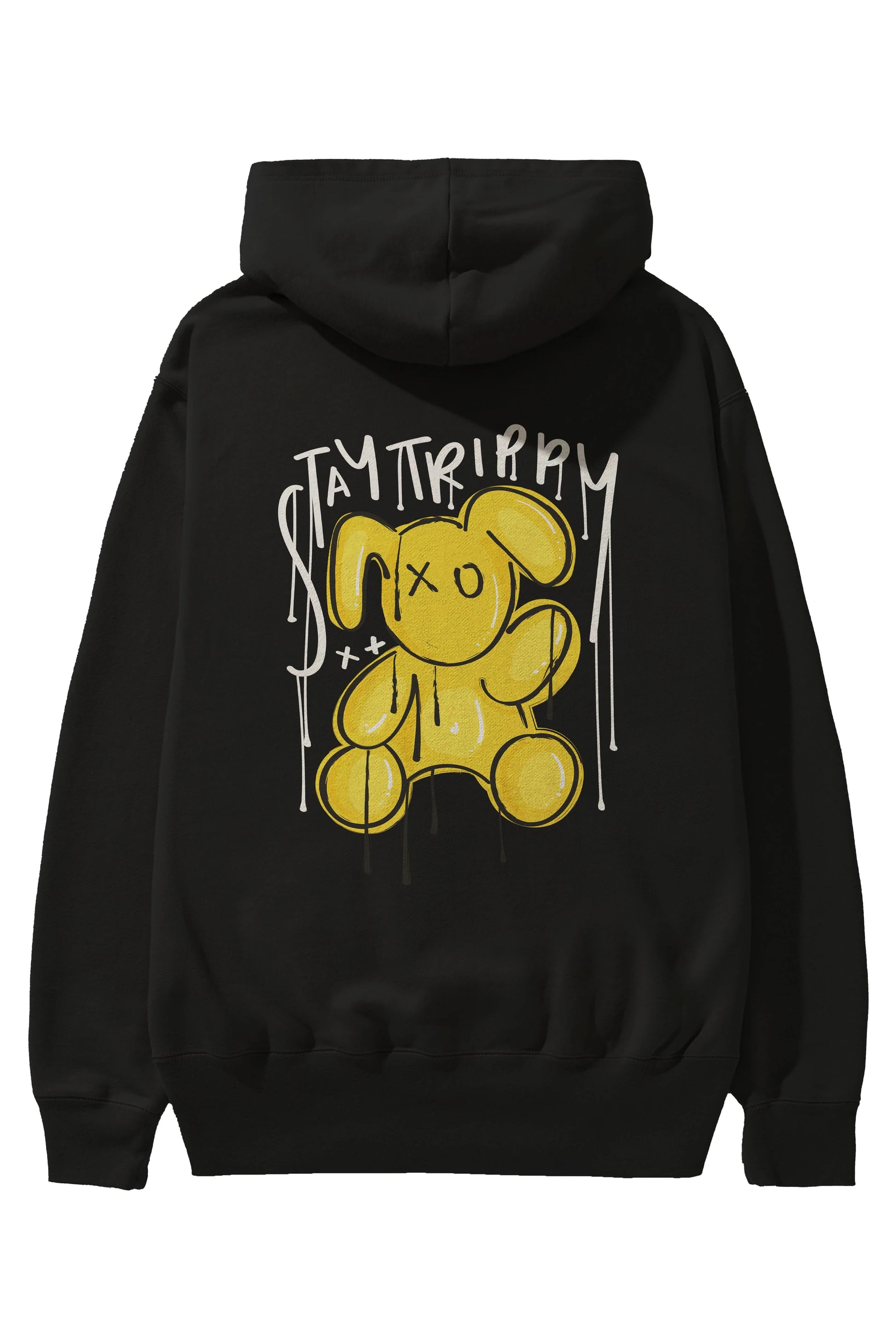 Stay Trippy Bear Arka Baskılı Hoodie Oversize Kapüşonlu Sweatshirt Erkek Kadın Unisex