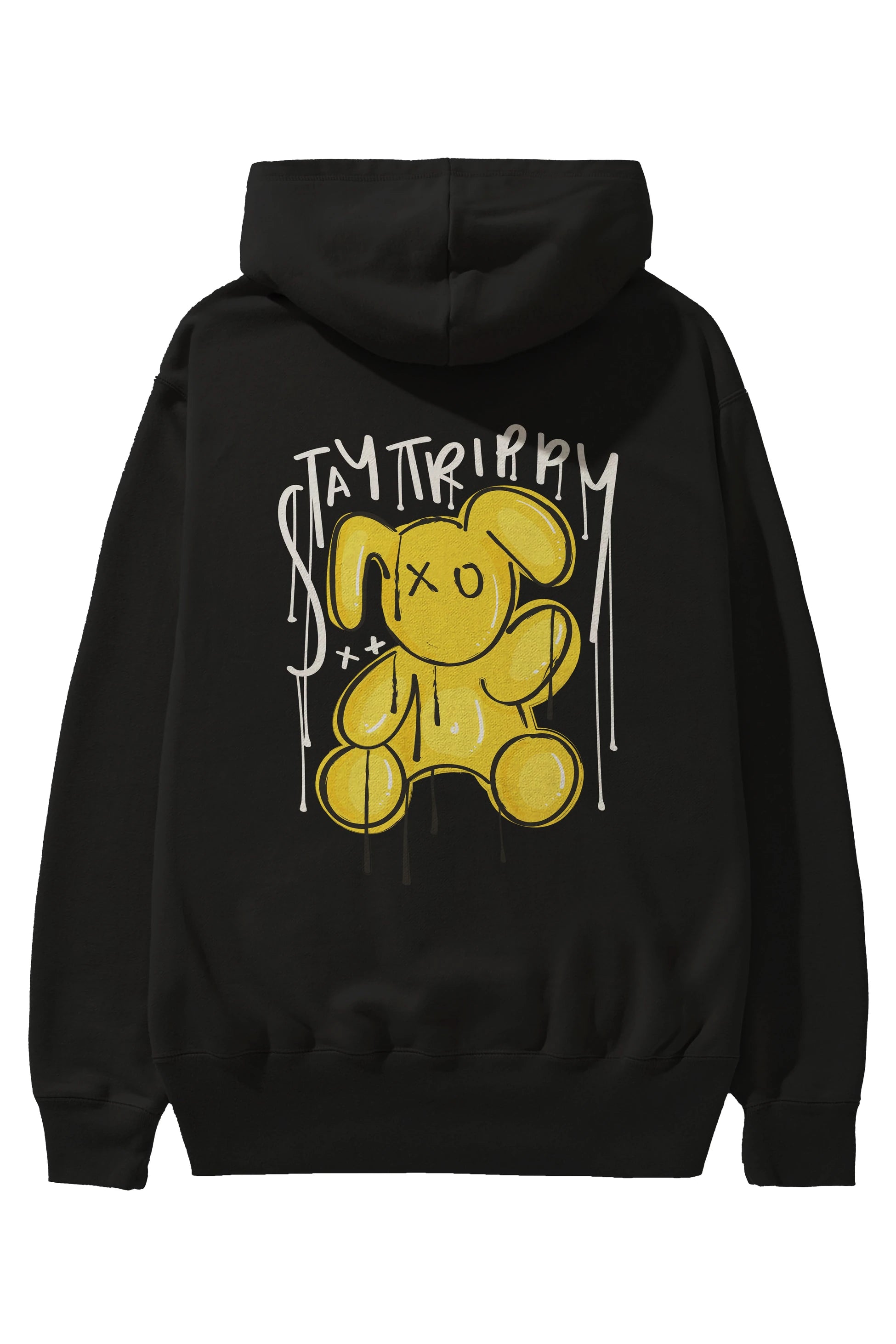 Stay Trippy Bear Arka Baskılı Hoodie Oversize Kapüşonlu Sweatshirt Erkek Kadın Unisex