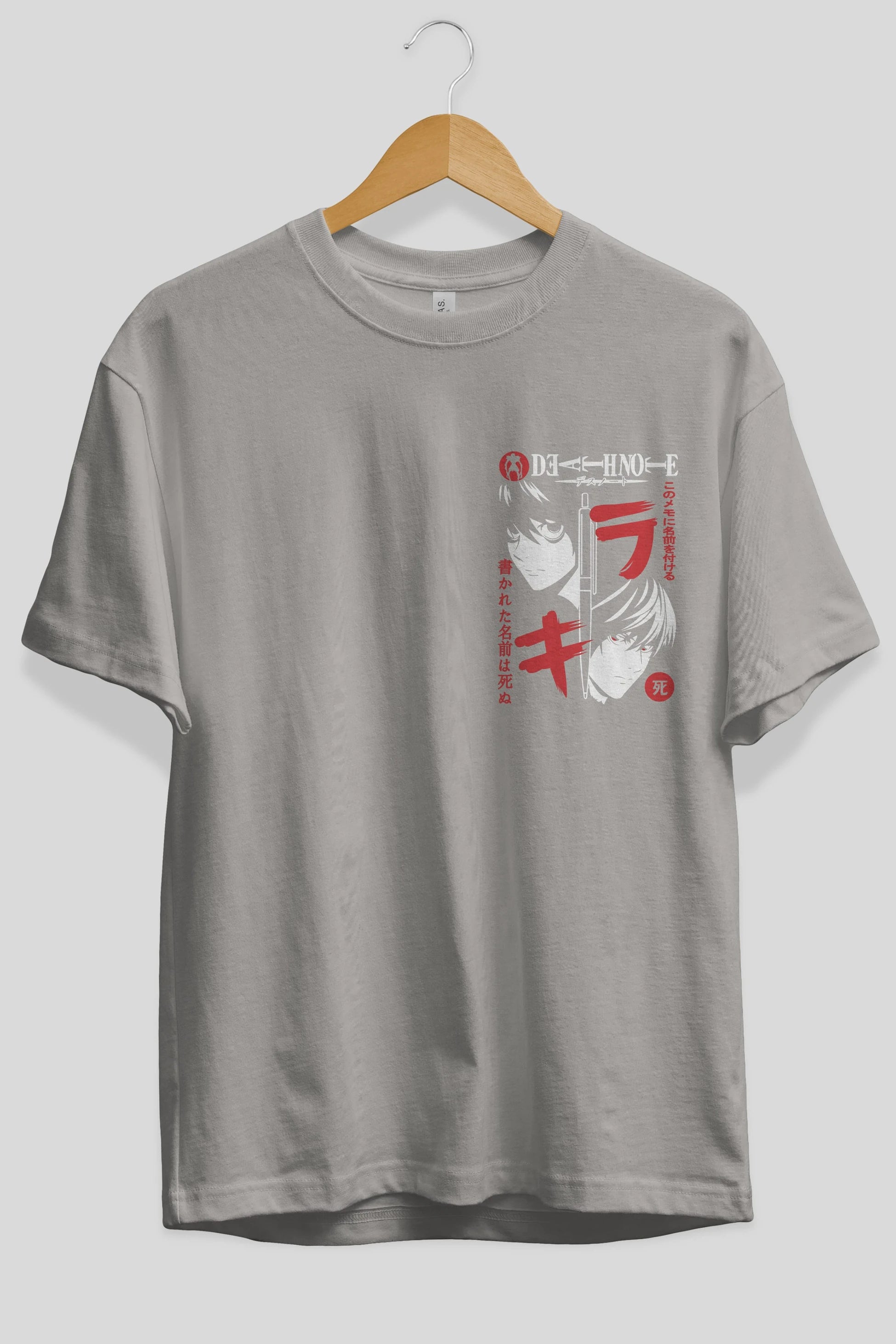 DEATHNOTE L vs KIRA Ön Sol Baskılı Oversize t-shirt Erkek Kadın Unisex %100 Pamuk Bisiklet Yaka tişort