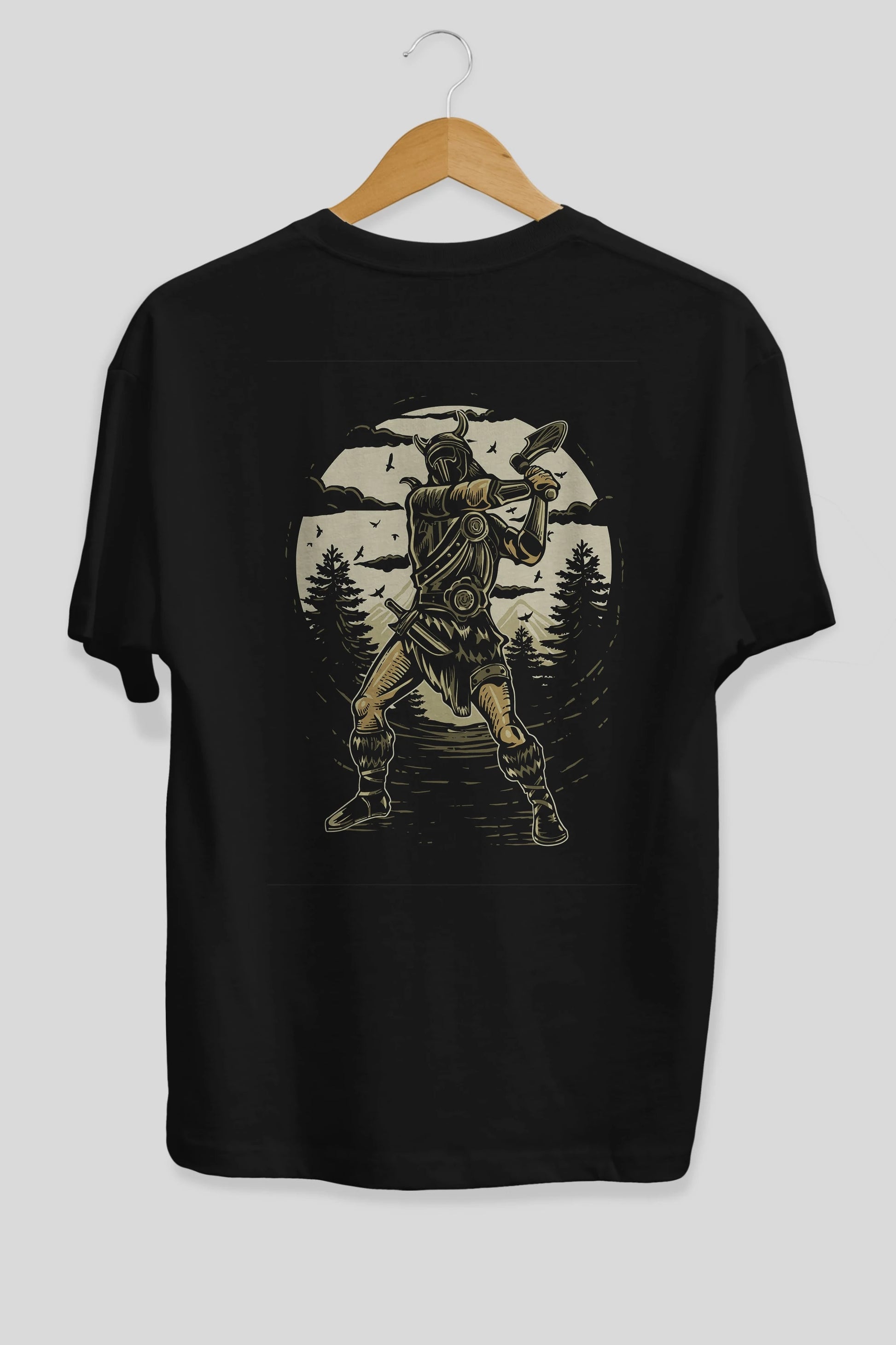 Viking Arka Baskılı Oversize t-shirt Erkek Kadın Unisex %100 Pamuk