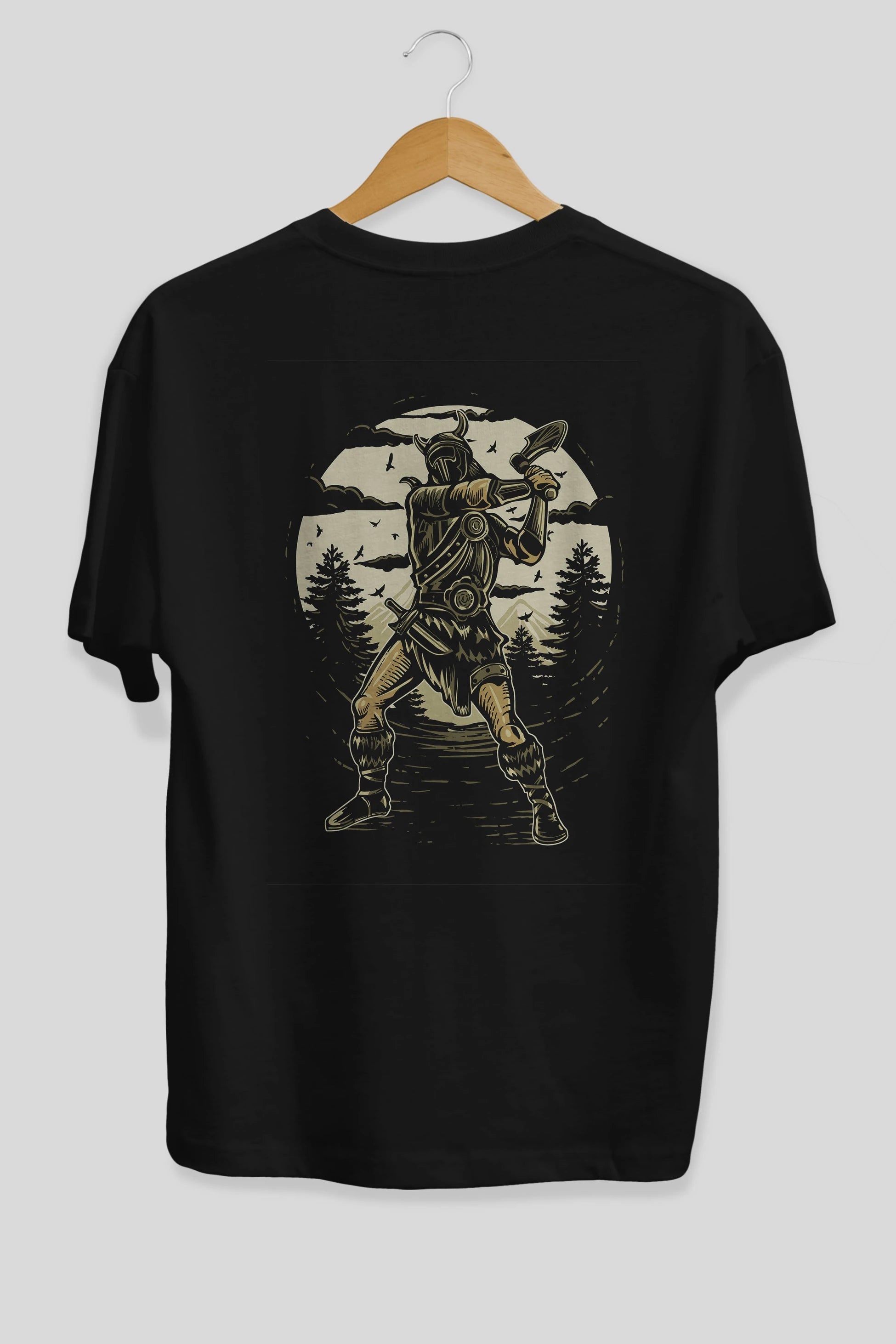 Viking Arka Baskılı Oversize t-shirt Erkek Kadın Unisex %100 Pamuk