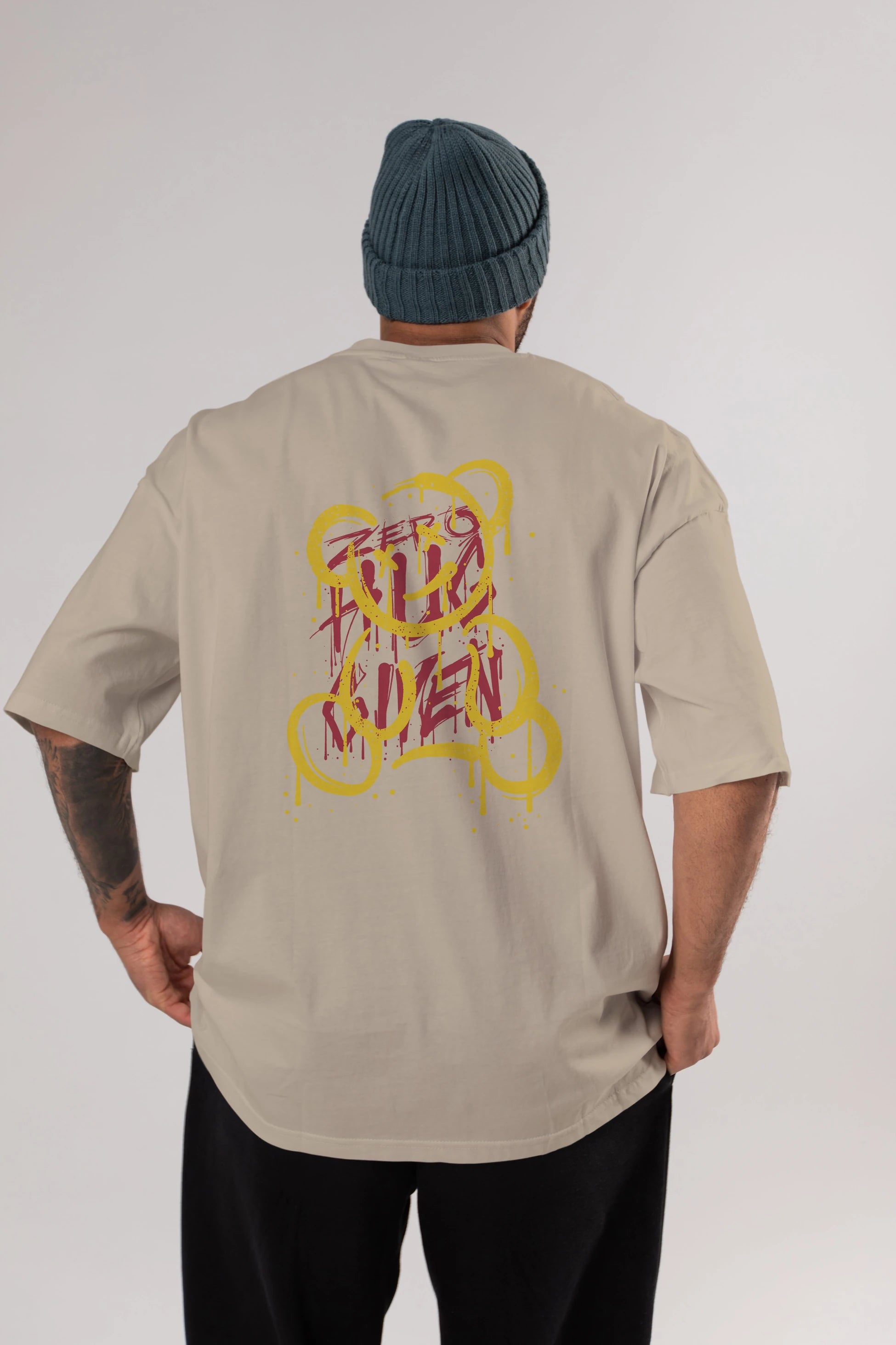 Zero Hug Bear Arka Baskılı Oversize t-shirt Erkek Kadın Unisex