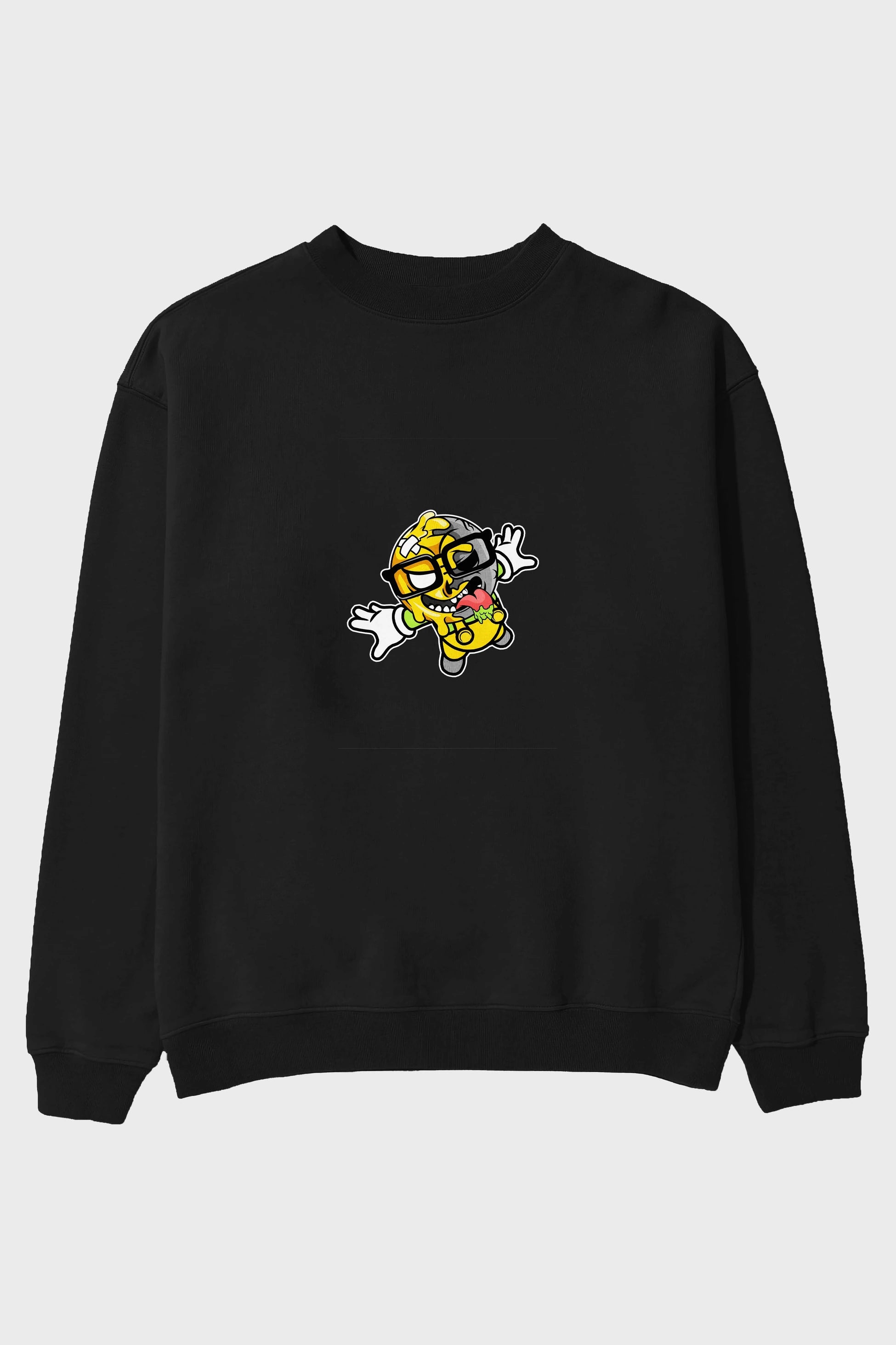Smiley Jump Ön Baskılı Oversize Sweatshirt Erkek Kadın Unisex