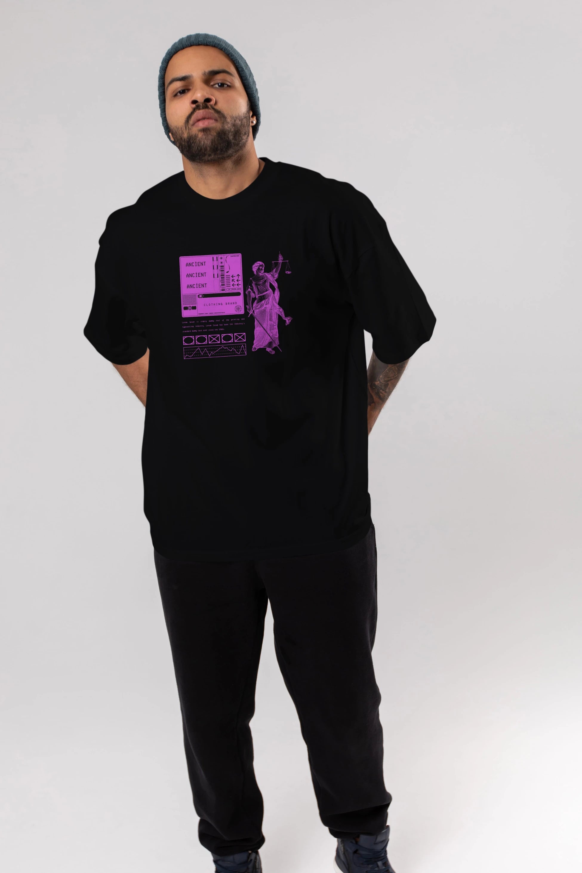 Ancient Streetwear Ön Baskılı Oversize t-shirt Erkek Kadın Unisex