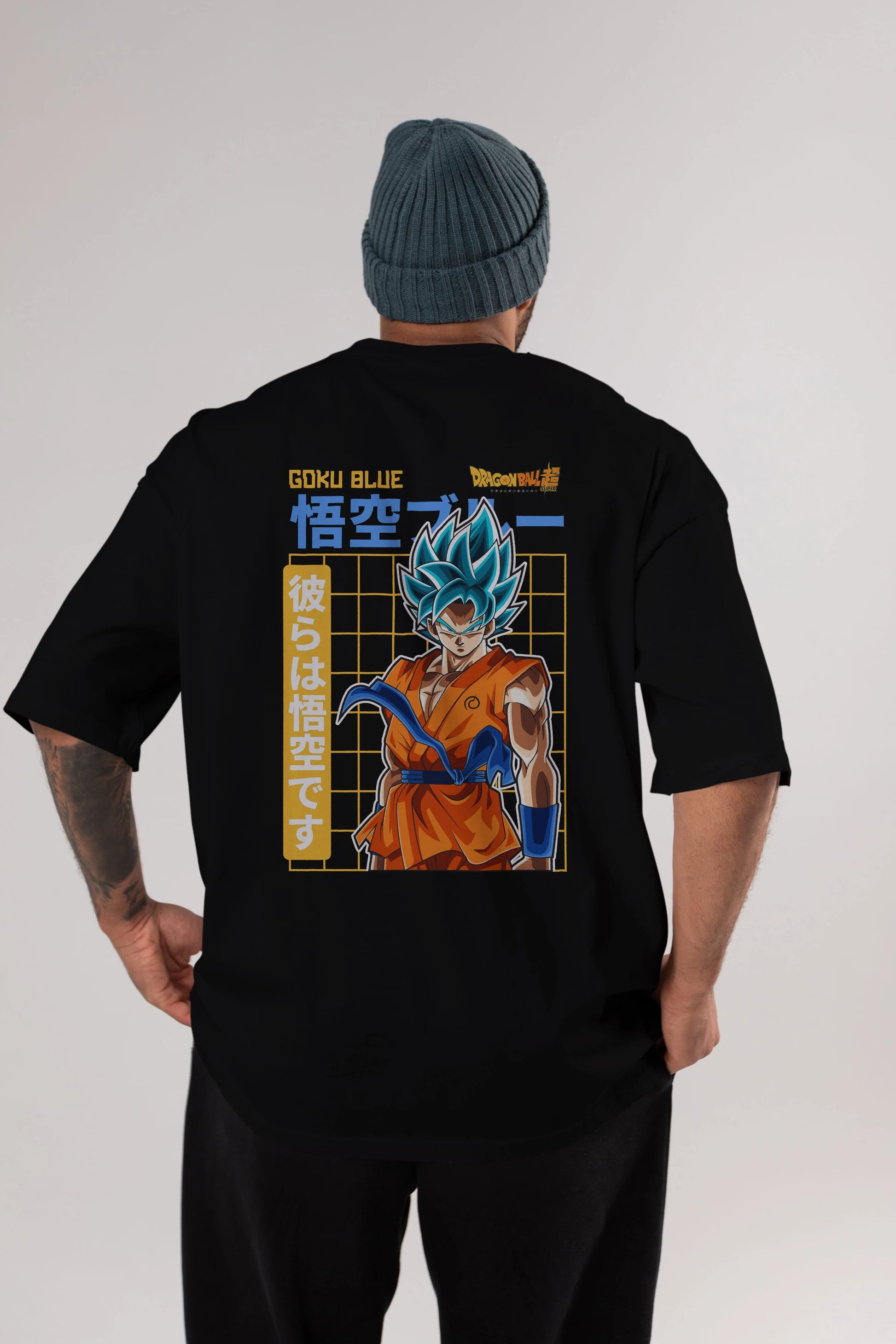 GOKU 1 Anime Arka Baskılı Oversize t-shirt Erkek Kadın Unisex