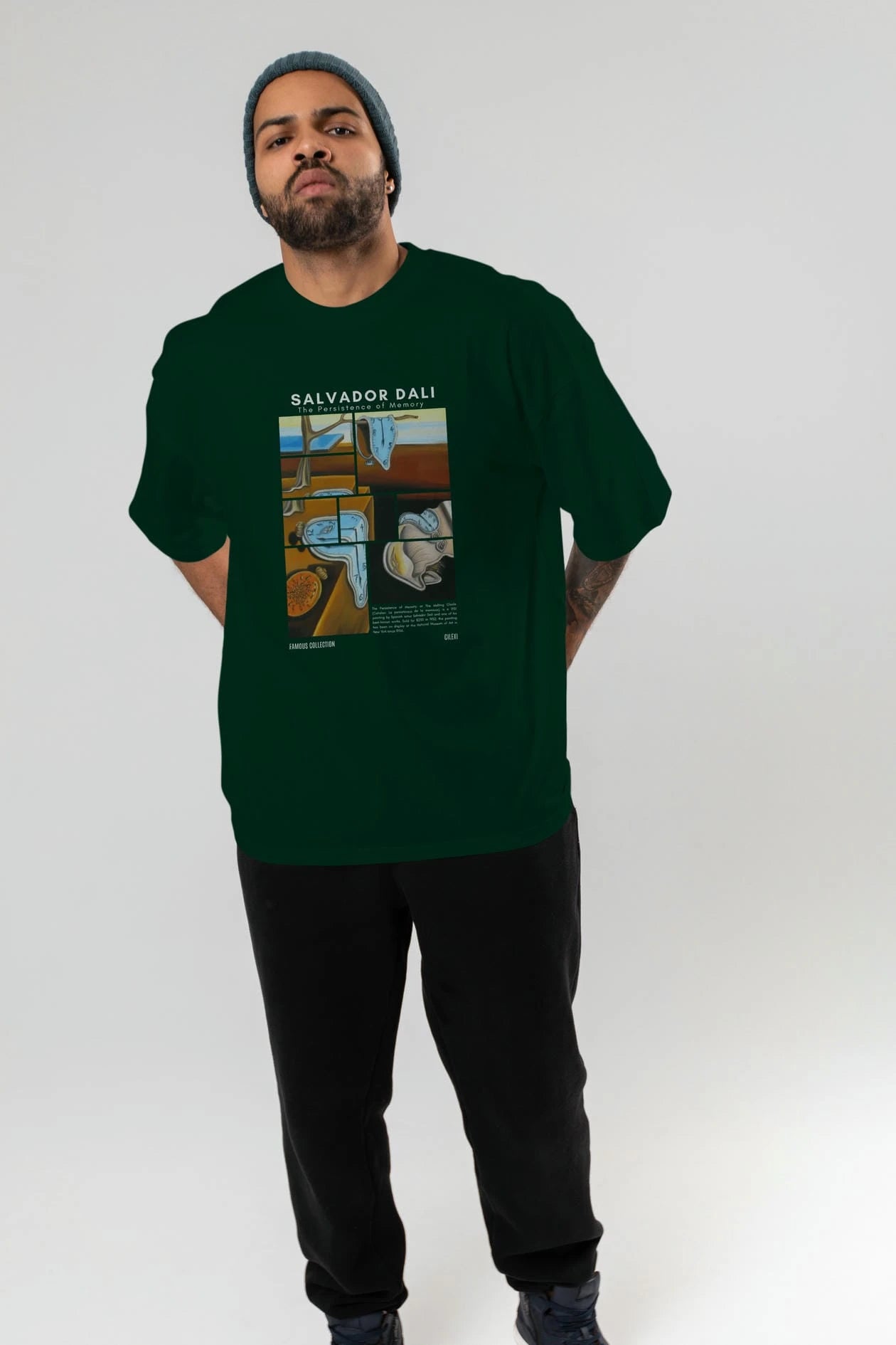 Salvador Dali ön Baskılı Oversize t-shirt Erkek Kadın Bisiklet Yaka Pamuk tişort
