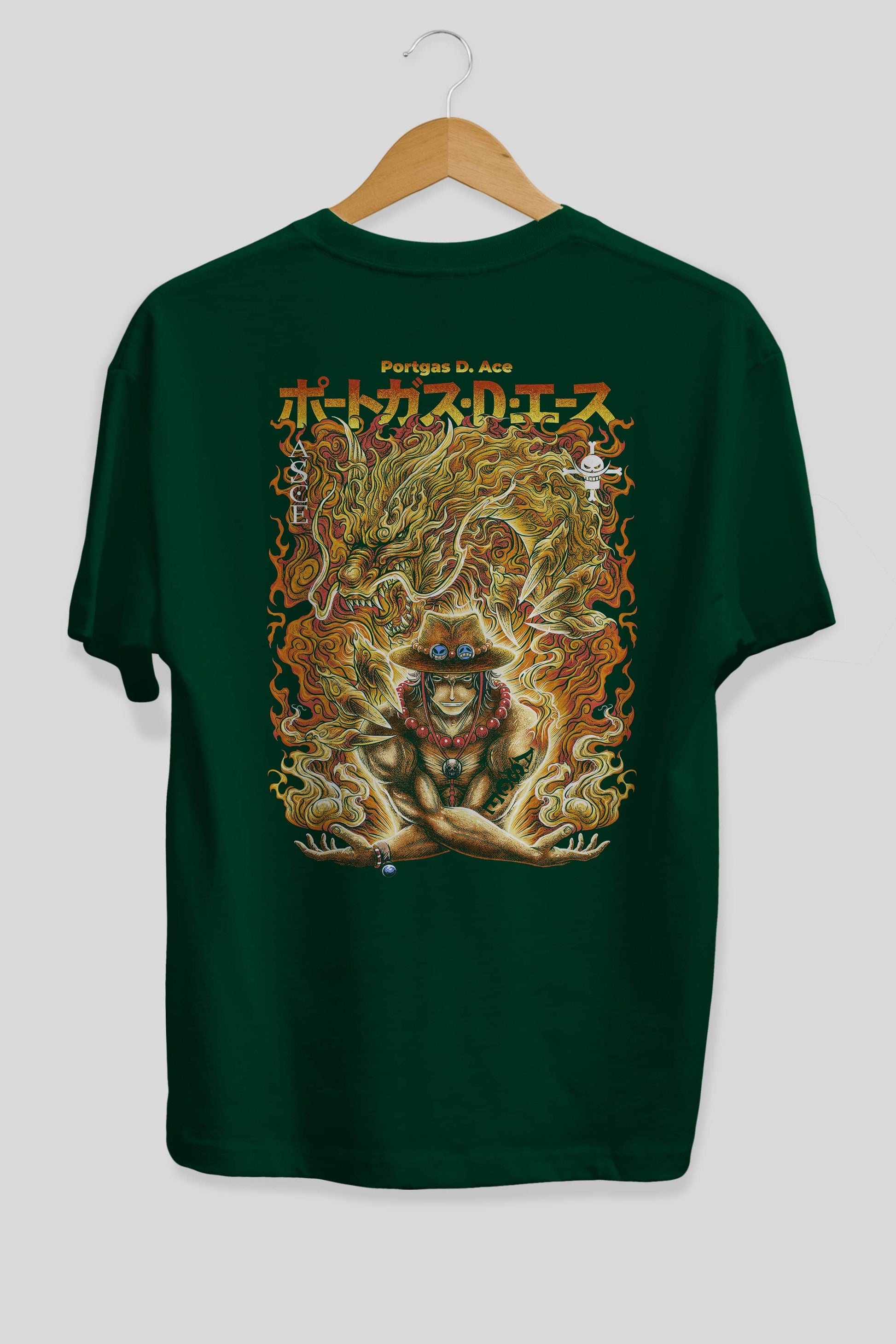 PORTGAS D. ACE Anime Arka Baskılı Oversize t-shirt Erkek Kadın Unisex