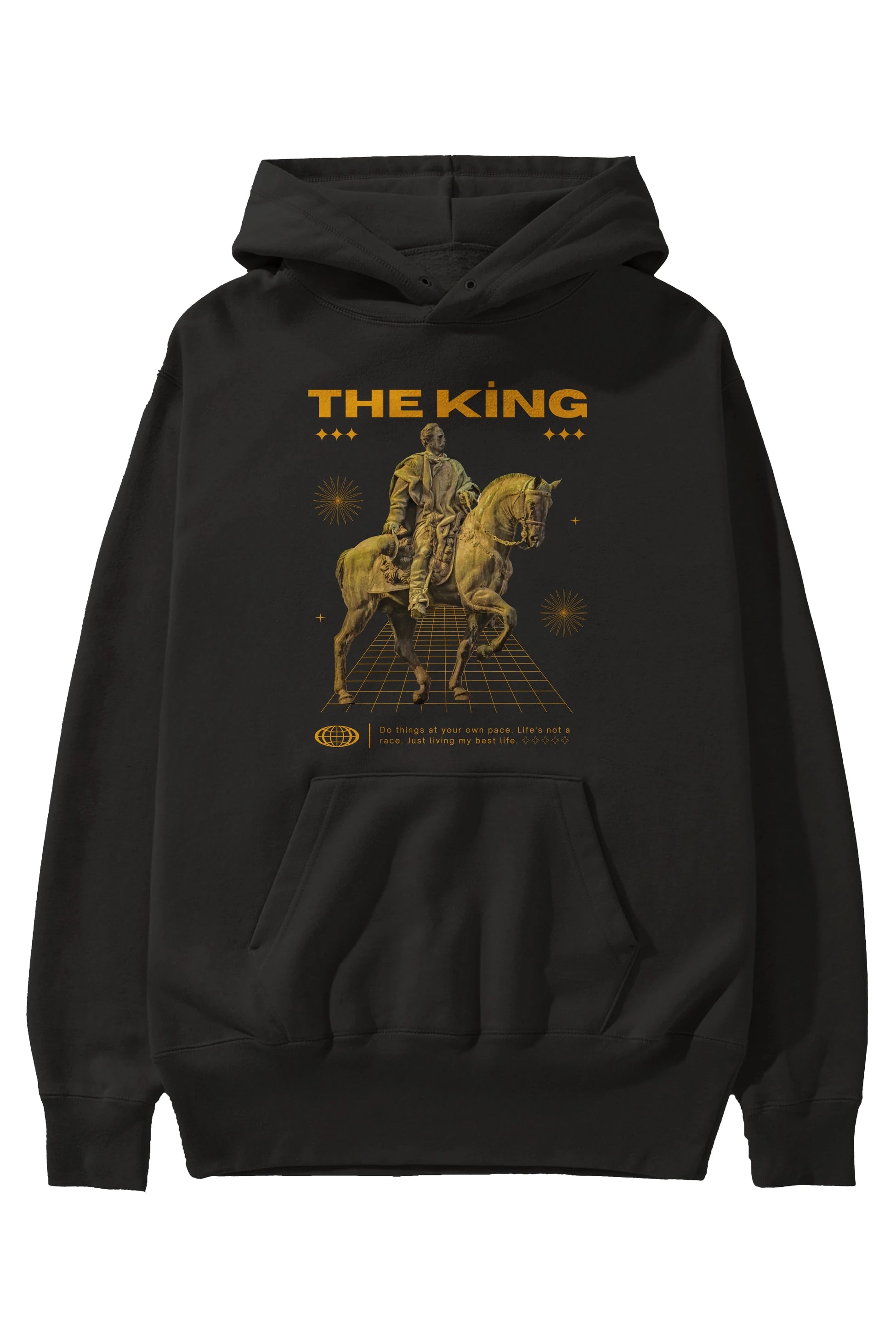 The King Yazılı Ön Baskılı Oversize Hoodie Kapüşonlu Sweatshirt Erkek Kadın Unisex