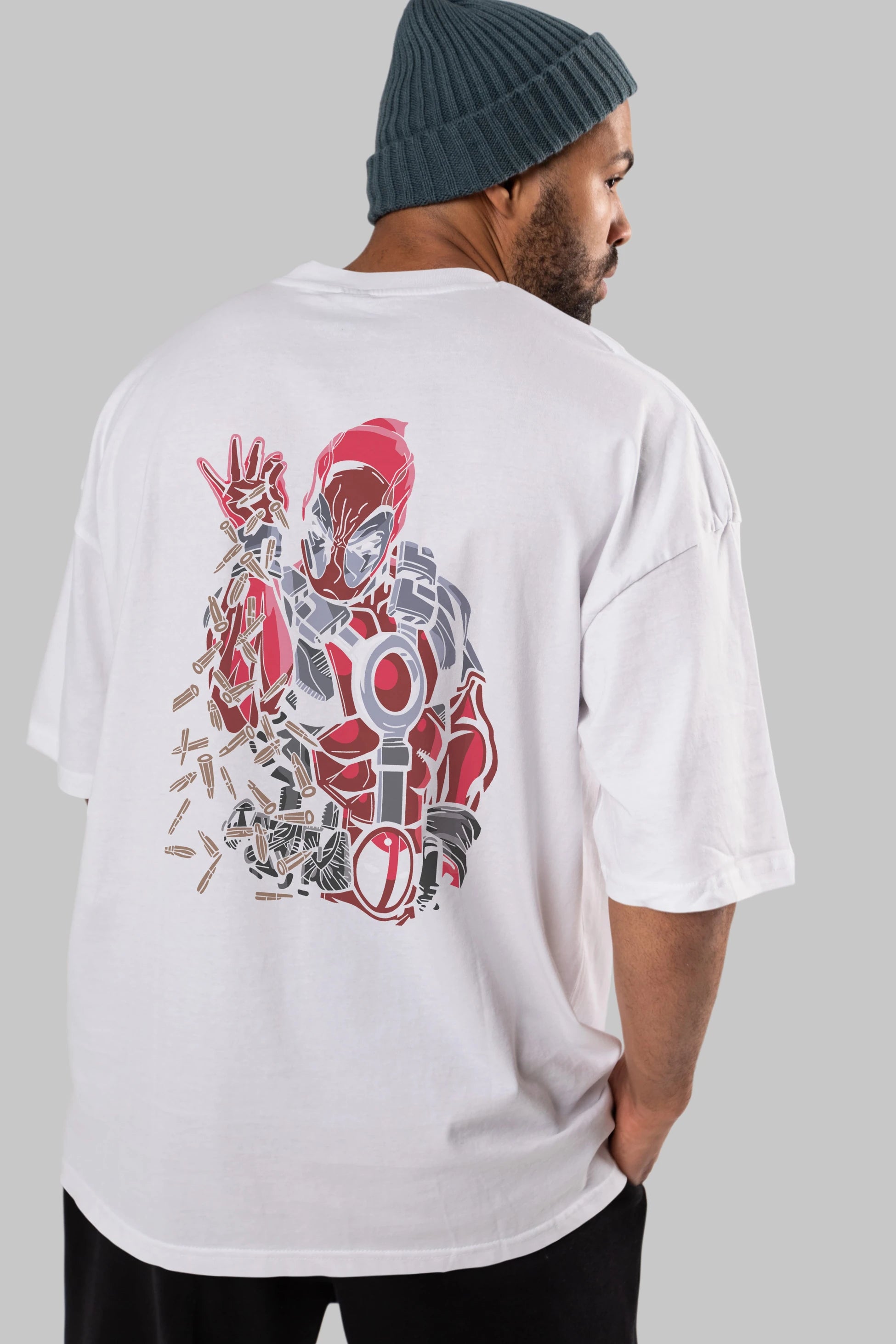 Deadpool (2) Arka Baskılı Oversize t-shirt Erkek Kadın Unisex %100 Pamuk Bisiklet Yaka tişort