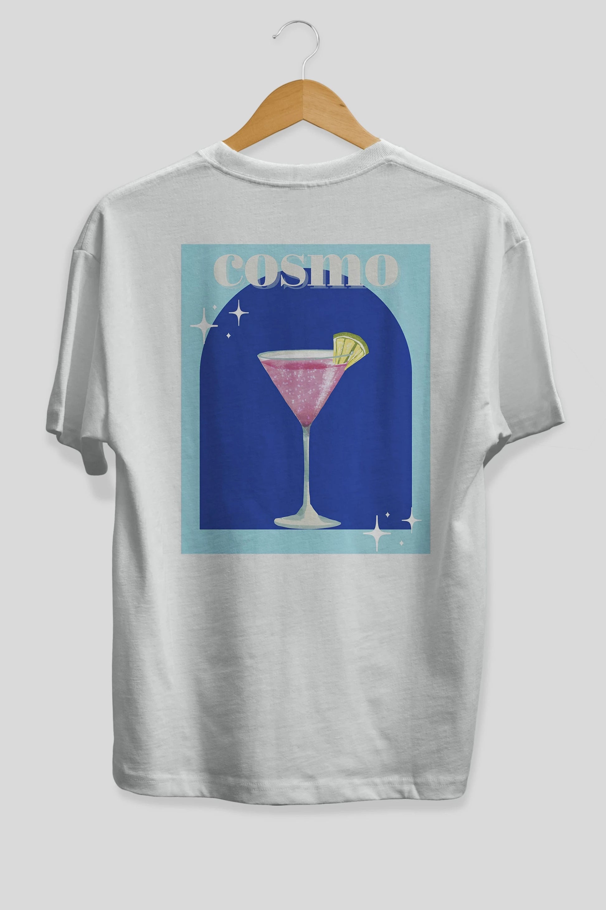 Cosmopolitan 2 Arka Baskılı Oversize t-shirt Erkek Kadın Unisex %100 Pamuk Bisiklet Yaka tişort